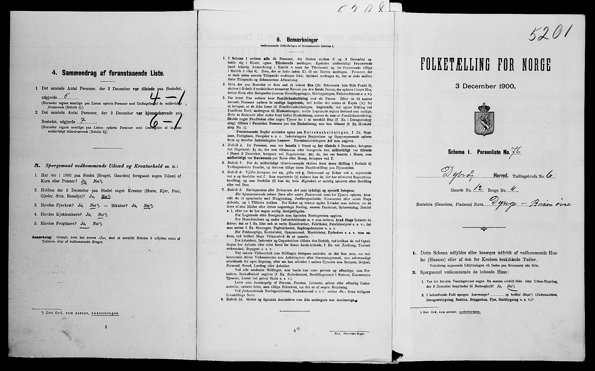SAK, Folketelling 1900 for 0915 Dypvåg herred, 1900, s. 749
