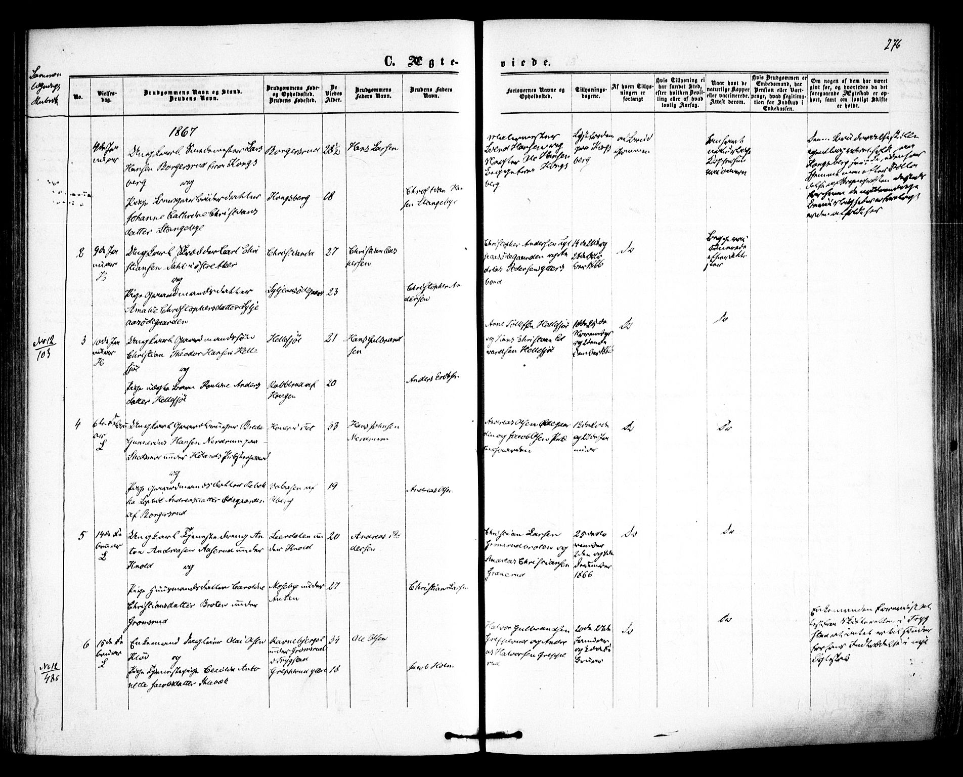 Høland prestekontor Kirkebøker, SAO/A-10346a/F/Fa/L0011: Ministerialbok nr. I 11, 1862-1869, s. 276