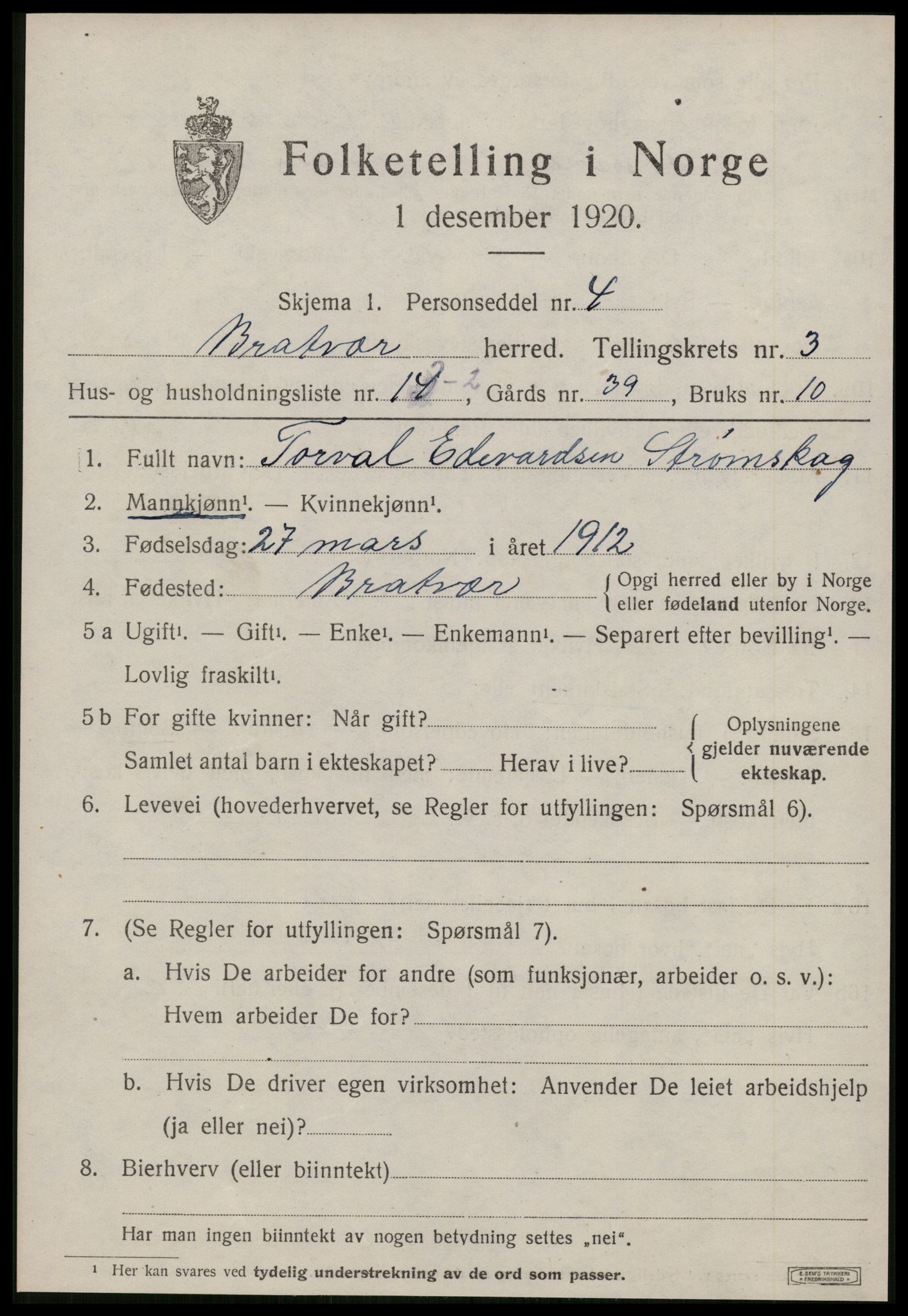SAT, Folketelling 1920 for 1574 Brattvær herred, 1920, s. 1336
