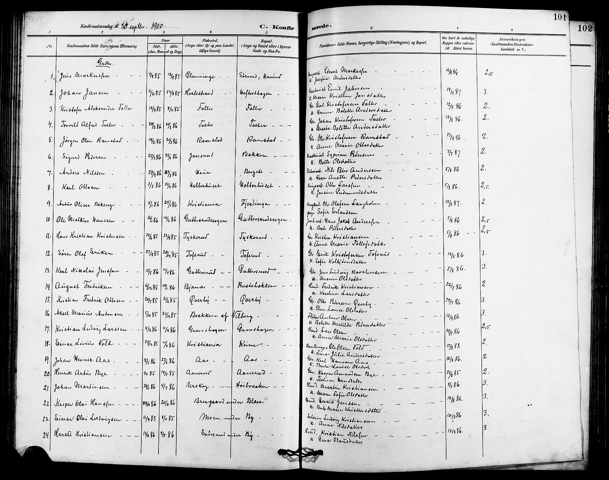 Fet prestekontor Kirkebøker, SAO/A-10370a/G/Ga/L0007: Klokkerbok nr. I 7, 1892-1906, s. 101