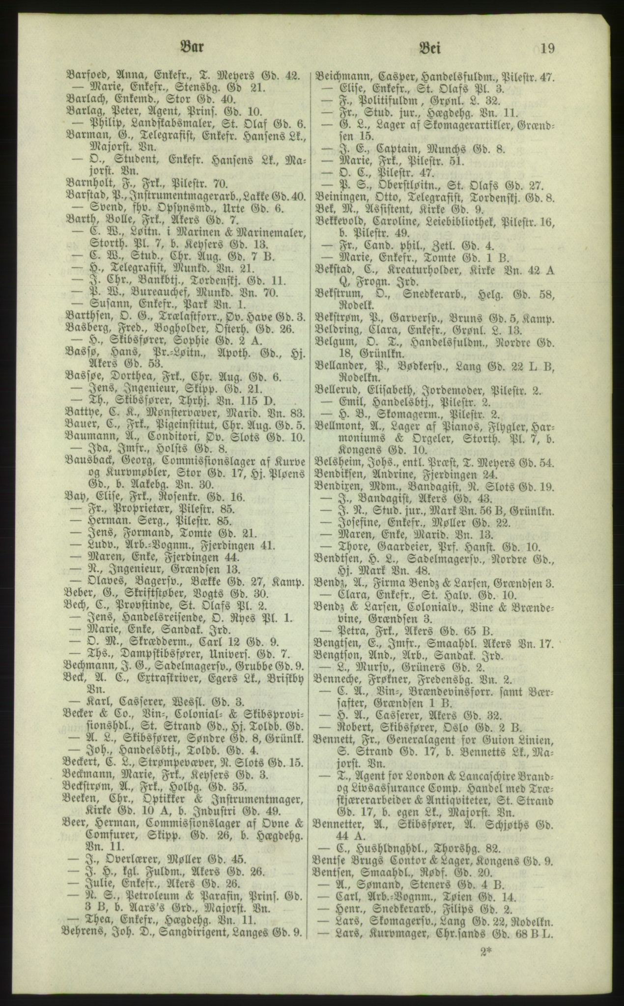 Kristiania/Oslo adressebok, PUBL/-, 1881, s. 19