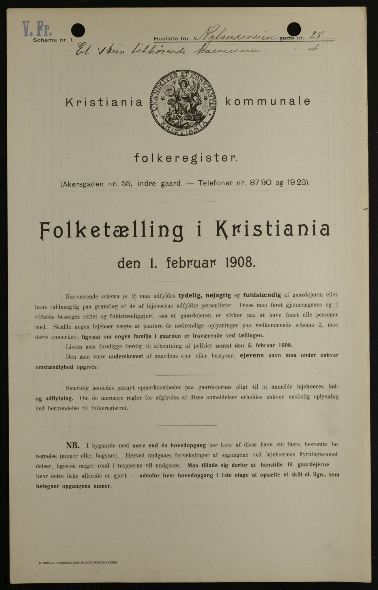 OBA, Kommunal folketelling 1.2.1908 for Kristiania kjøpstad, 1908, s. 66535