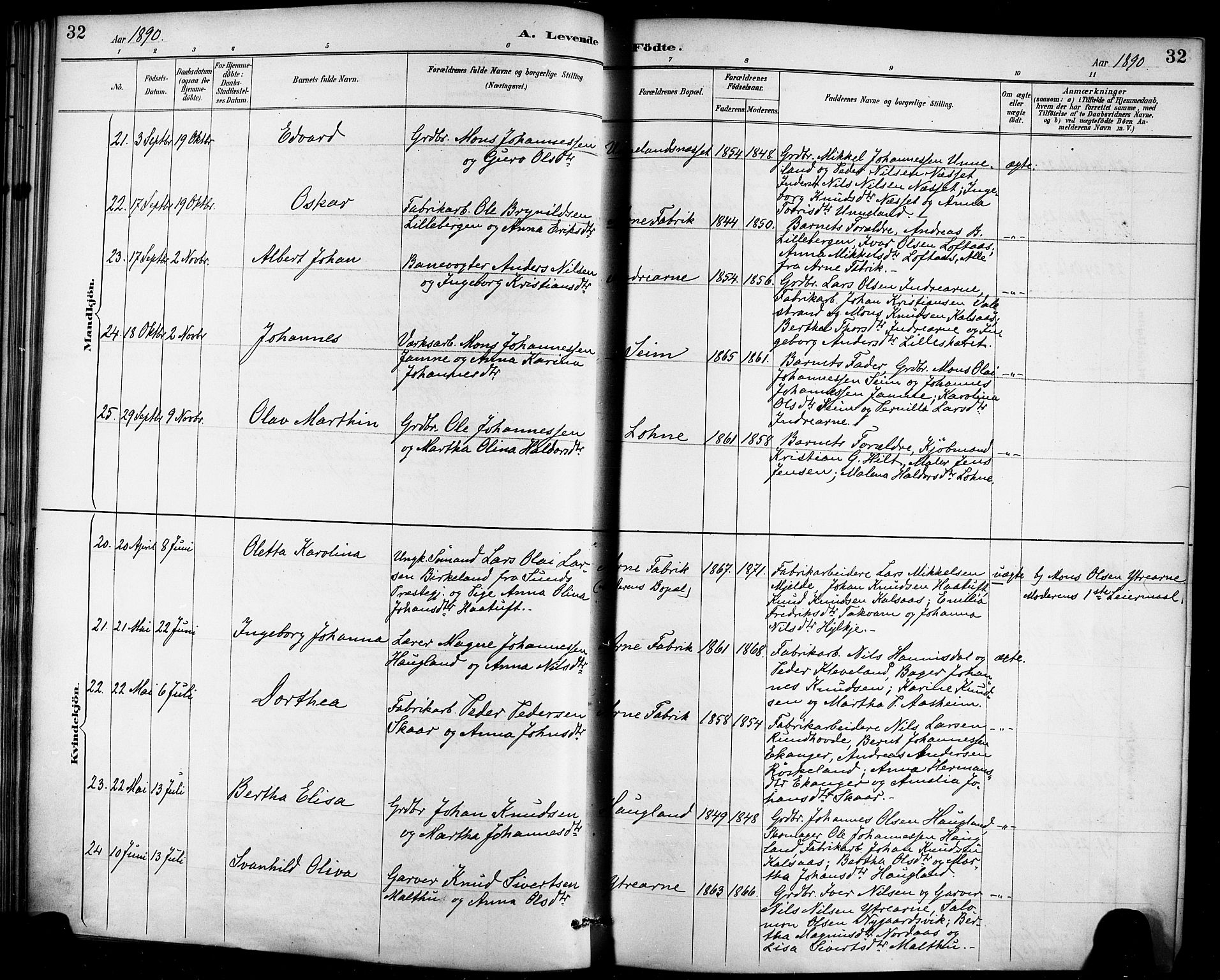 Haus sokneprestembete, AV/SAB-A-75601/H/Haa/Haad/L0001: Ministerialbok nr. D 1, 1887-1898, s. 32