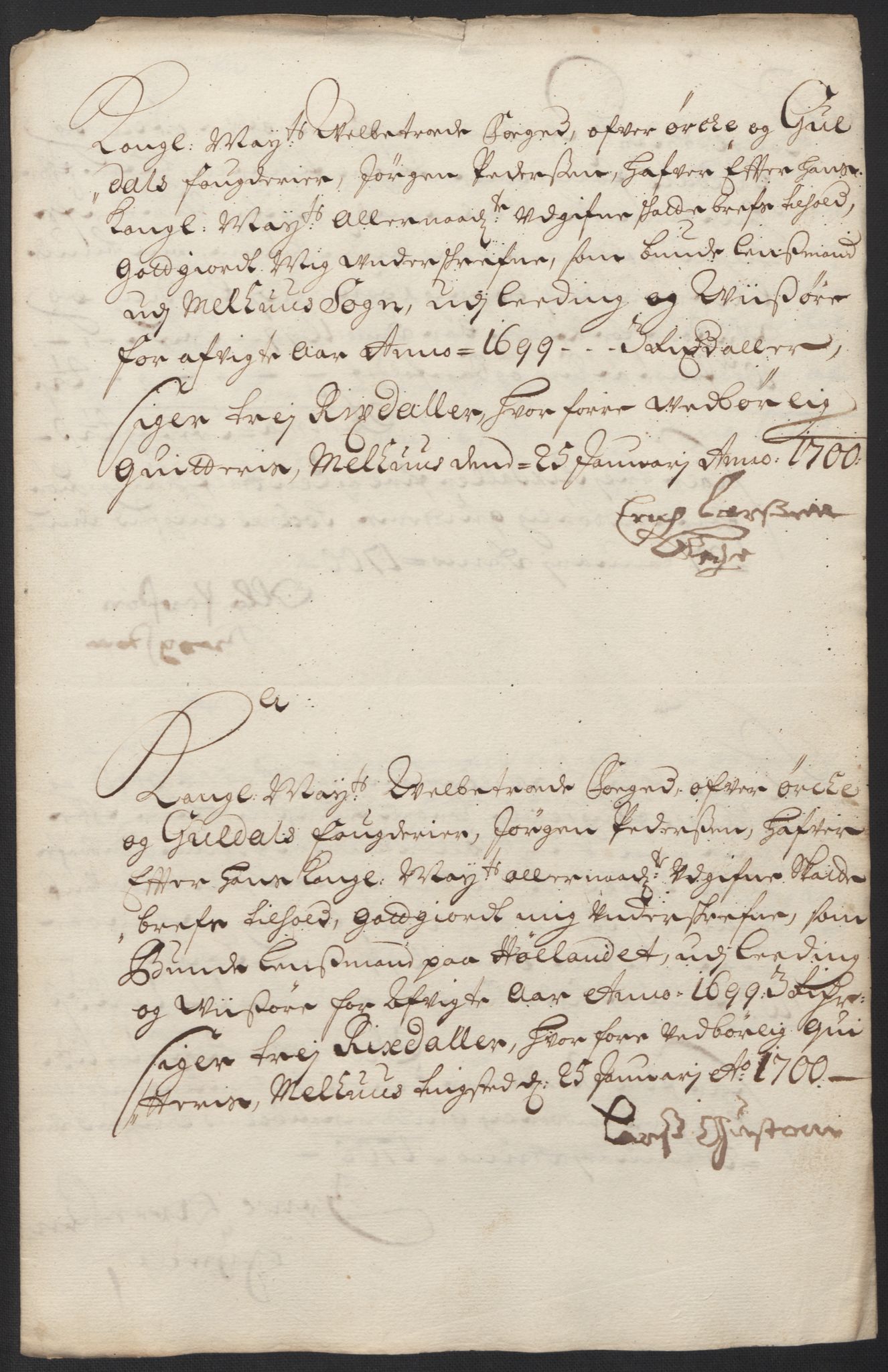 Rentekammeret inntil 1814, Reviderte regnskaper, Fogderegnskap, RA/EA-4092/R60/L3949: Fogderegnskap Orkdal og Gauldal, 1699, s. 359