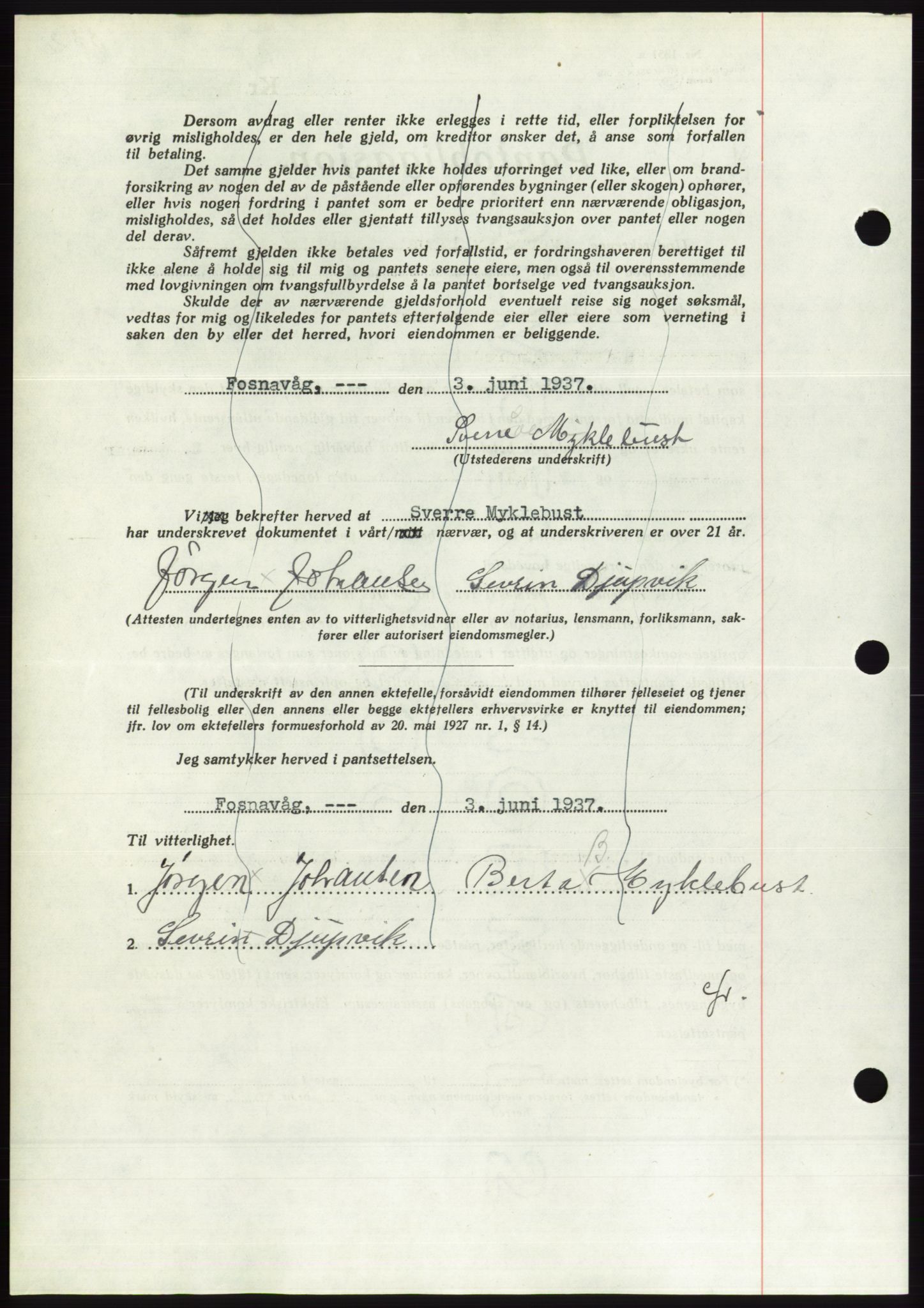 Søre Sunnmøre sorenskriveri, AV/SAT-A-4122/1/2/2C/L0063: Pantebok nr. 57, 1937-1937, Dagboknr: 970/1937