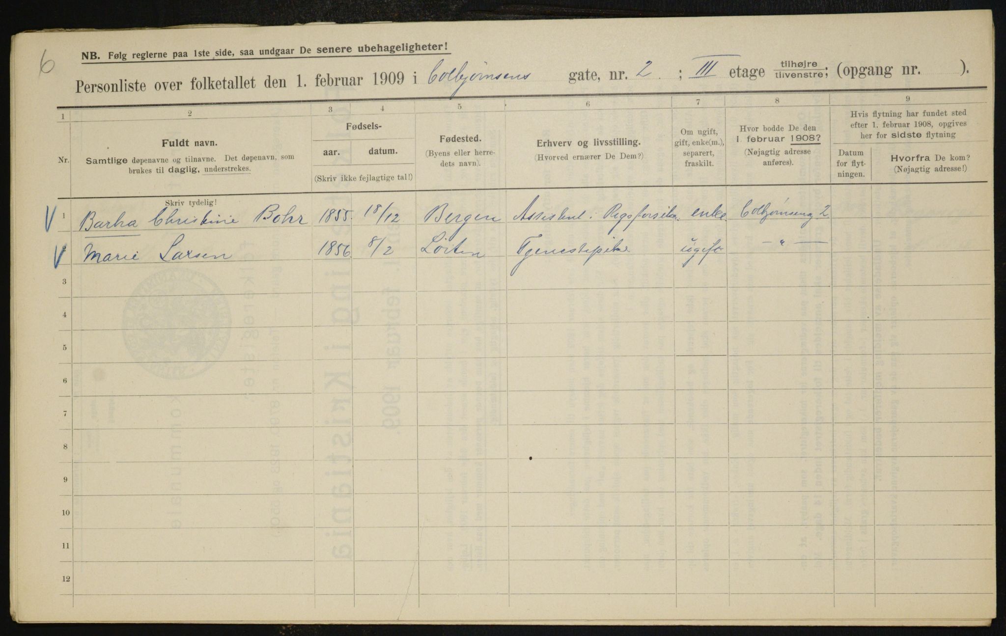 OBA, Kommunal folketelling 1.2.1909 for Kristiania kjøpstad, 1909, s. 11669