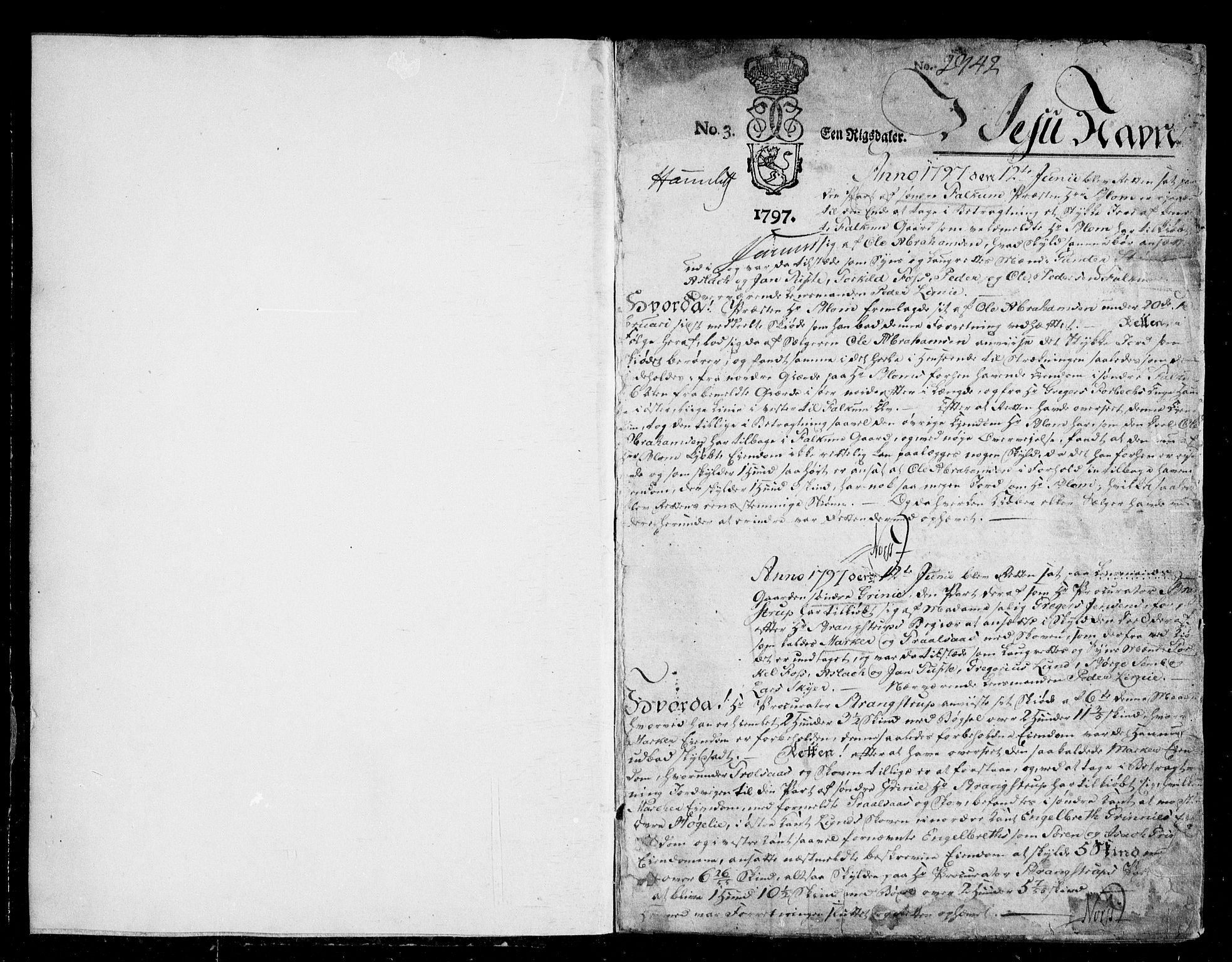 Bamble sorenskriveri, SAKO/A-214/F/Fa/Faa/L0025: Tingbok, 1797-1802, s. 1