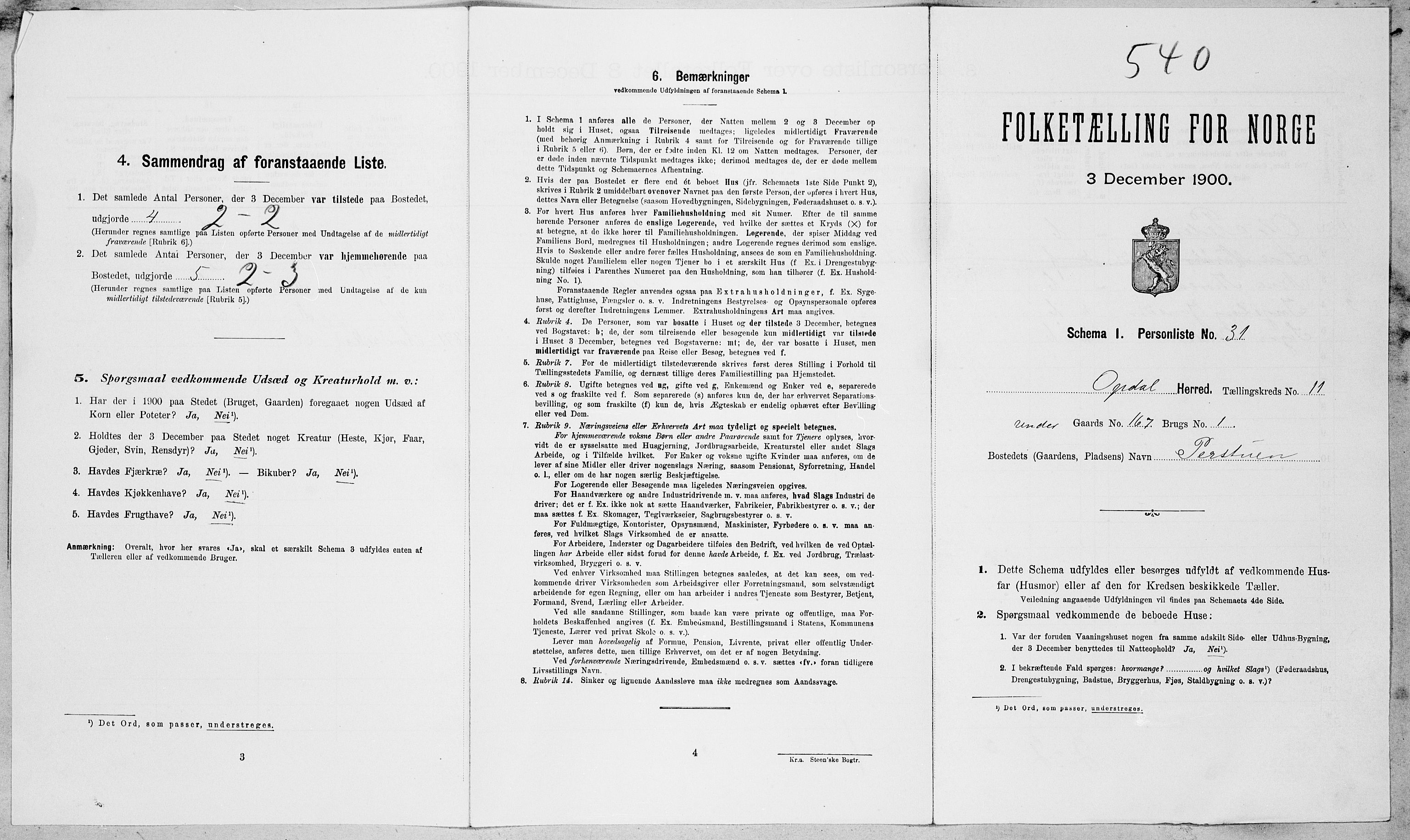 SAT, Folketelling 1900 for 1634 Oppdal herred, 1900, s. 910