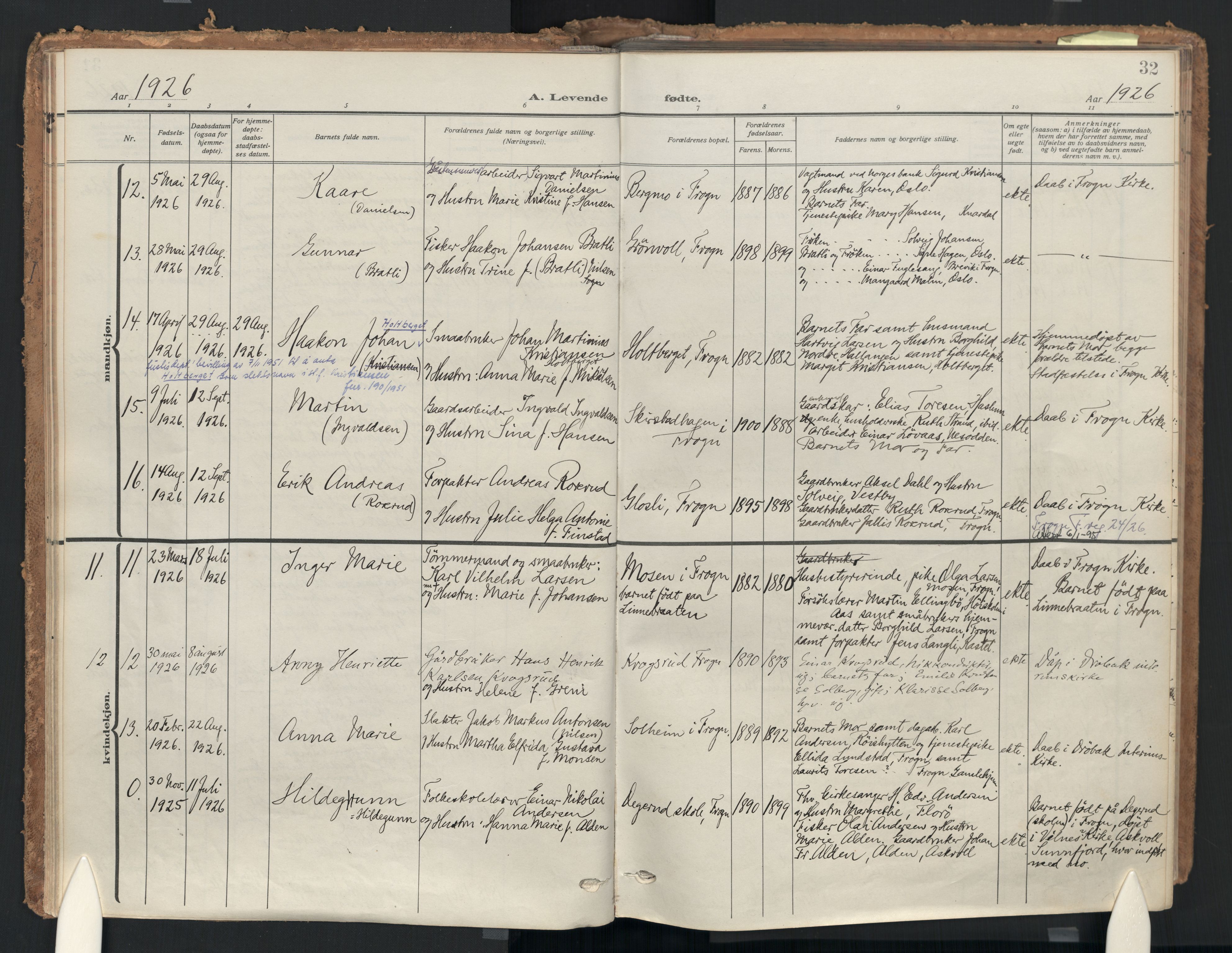 Drøbak prestekontor Kirkebøker, AV/SAO-A-10142a/F/Fc/L0004: Ministerialbok nr. III 4, 1919-1935, s. 32