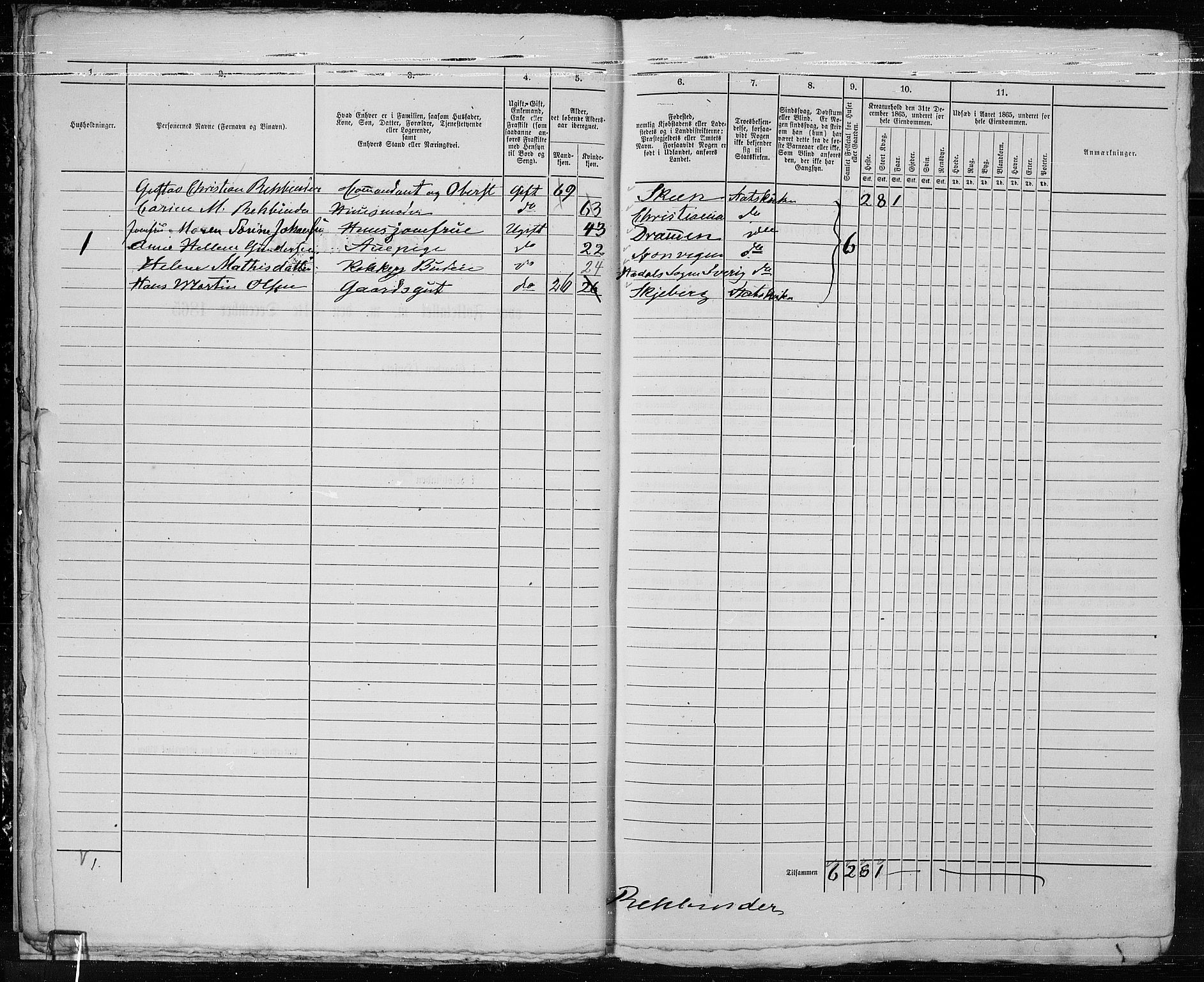 RA, Folketelling 1865 for 0103B Fredrikstad prestegjeld, Fredrikstad kjøpstad, 1865, s. 21