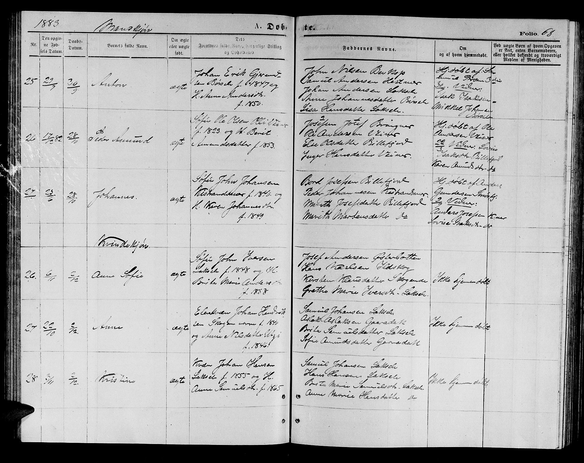 Kistrand/Porsanger sokneprestembete, AV/SATØ-S-1351/H/Hb/L0003.klokk: Klokkerbok nr. 3, 1874-1885, s. 68