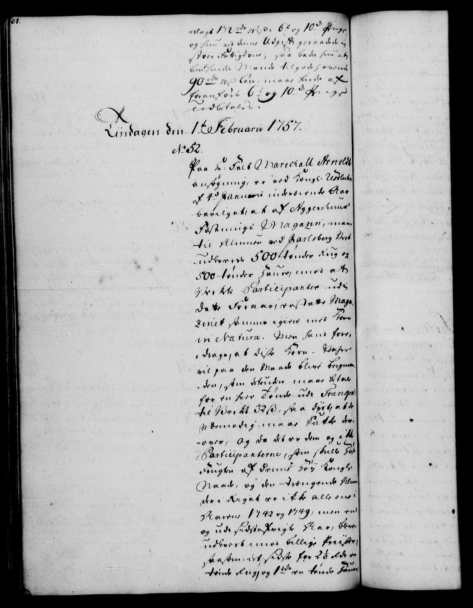 Rentekammeret, Kammerkanselliet, RA/EA-3111/G/Gh/Gha/L0034: Norsk ekstraktmemorialprotokoll (merket RK 53.79), 1756-1759, s. 38