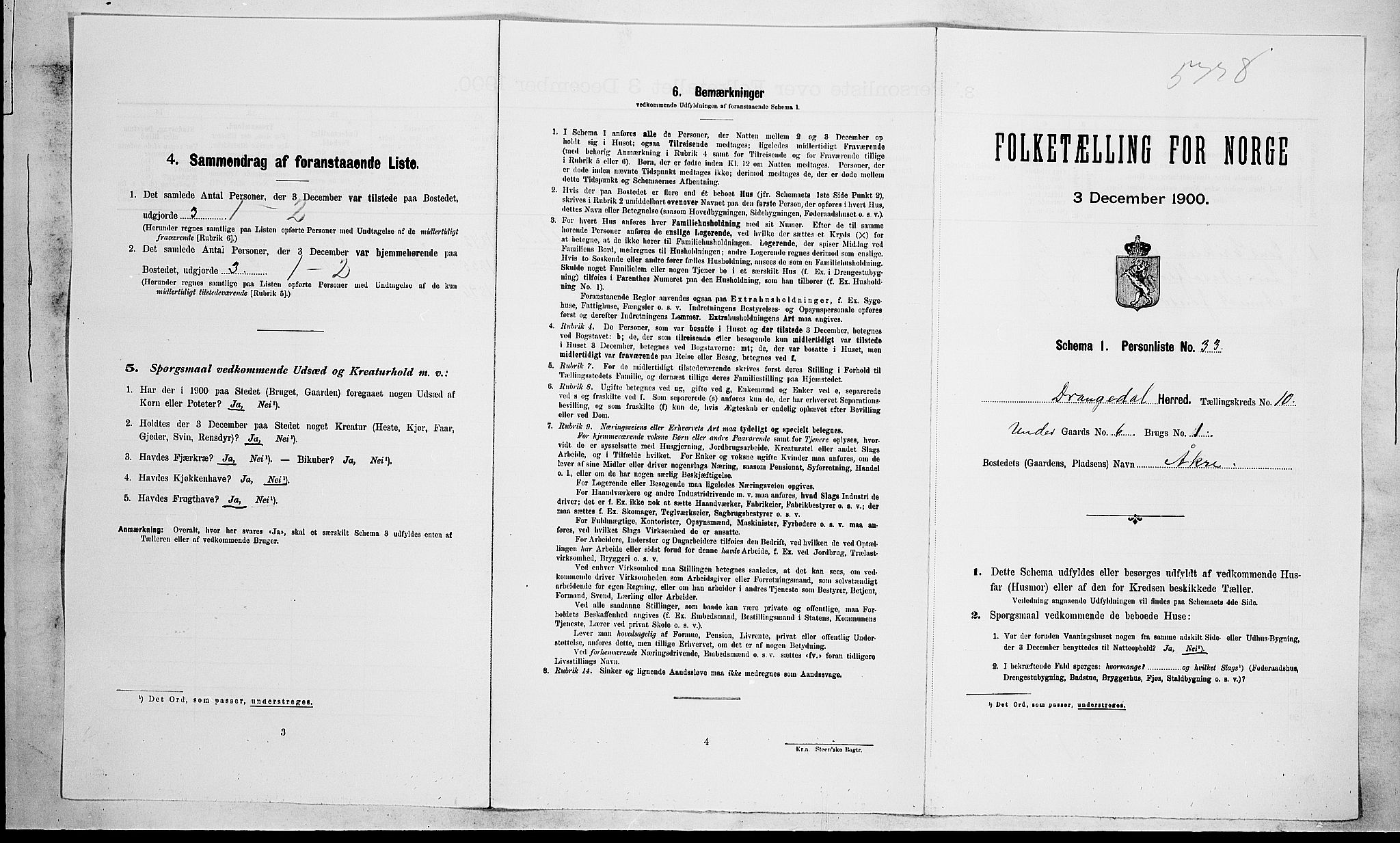 SAKO, Folketelling 1900 for 0817 Drangedal herred, 1900, s. 817