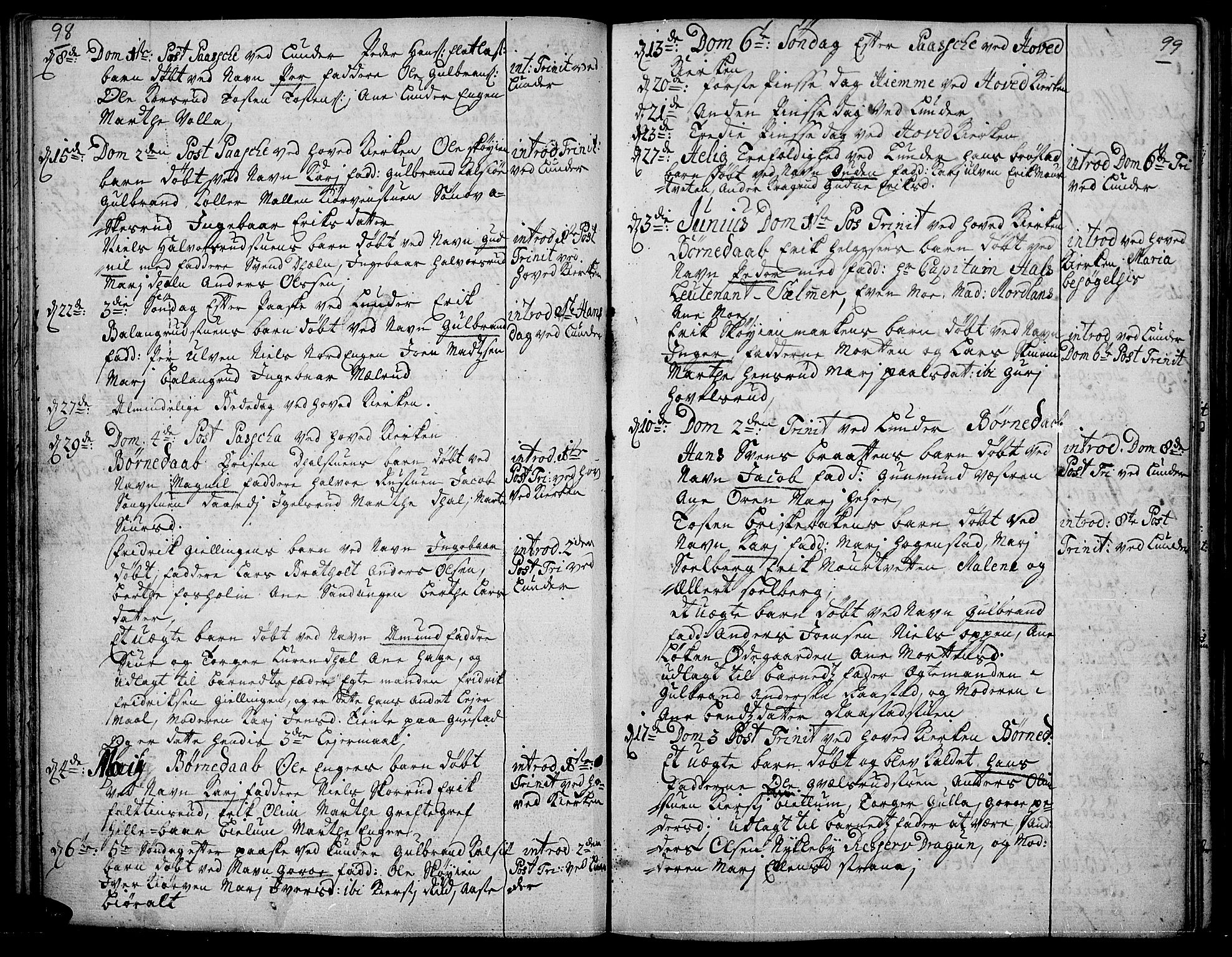 Jevnaker prestekontor, AV/SAH-PREST-116/H/Ha/Haa/L0002: Ministerialbok nr. 2, 1725-1751, s. 98-99