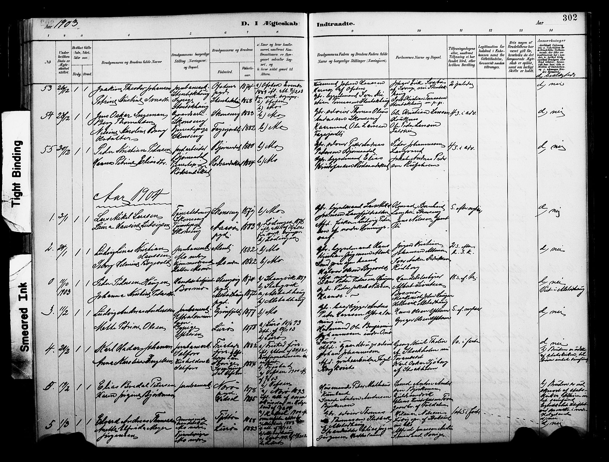 Ministerialprotokoller, klokkerbøker og fødselsregistre - Nordland, AV/SAT-A-1459/827/L0421: Klokkerbok nr. 827C10, 1887-1906, s. 302