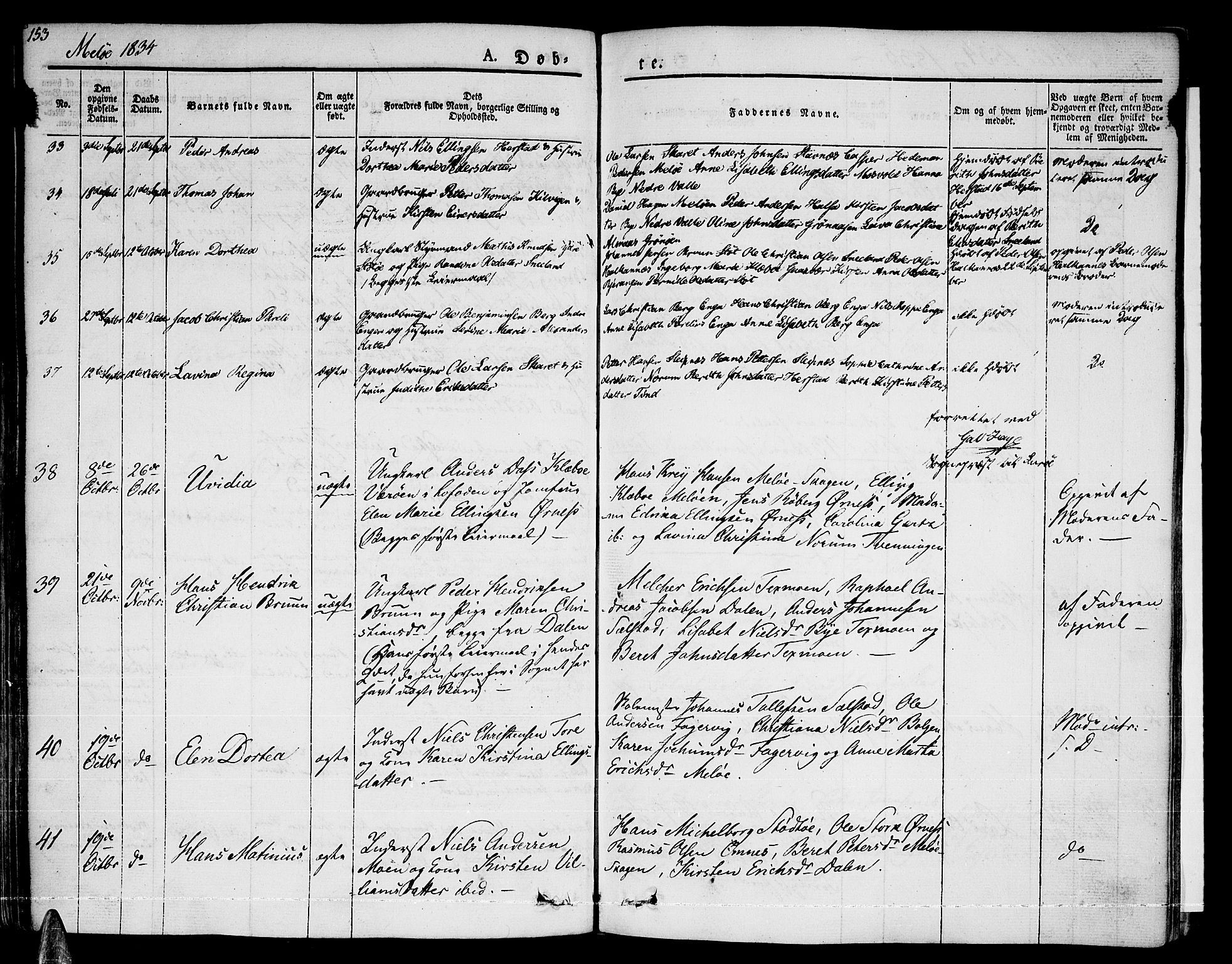 Ministerialprotokoller, klokkerbøker og fødselsregistre - Nordland, AV/SAT-A-1459/841/L0598: Ministerialbok nr. 841A06 /2, 1825-1844, s. 153