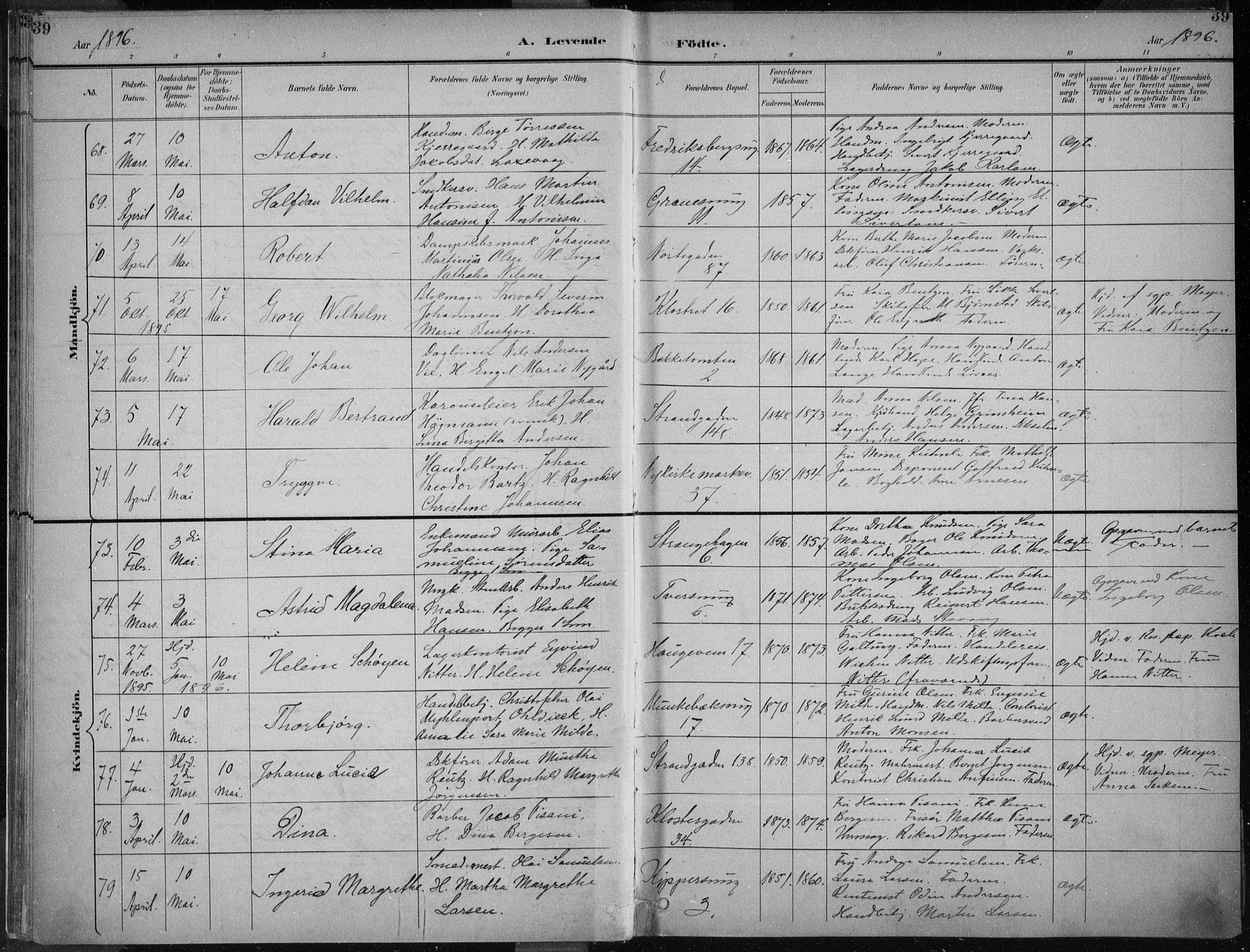 Nykirken Sokneprestembete, AV/SAB-A-77101/H/Haa/L0018: Ministerialbok nr. B 6, 1895-1903, s. 39