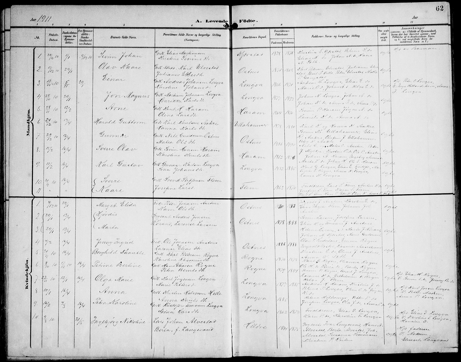 Ministerialprotokoller, klokkerbøker og fødselsregistre - Møre og Romsdal, AV/SAT-A-1454/536/L0511: Klokkerbok nr. 536C06, 1899-1944, s. 62