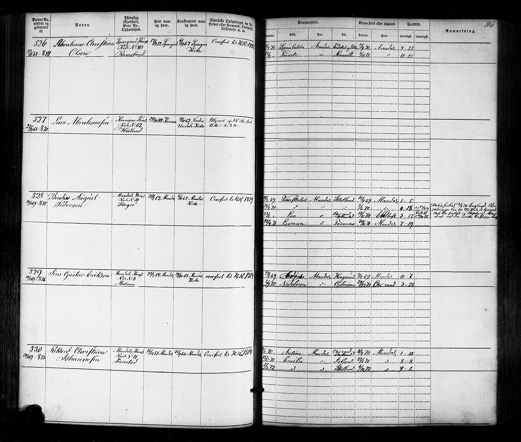 Mandal mønstringskrets, AV/SAK-2031-0016/F/Fa/L0005: Annotasjonsrulle nr 1-1909 med register, Y-15, 1868-1880, s. 138