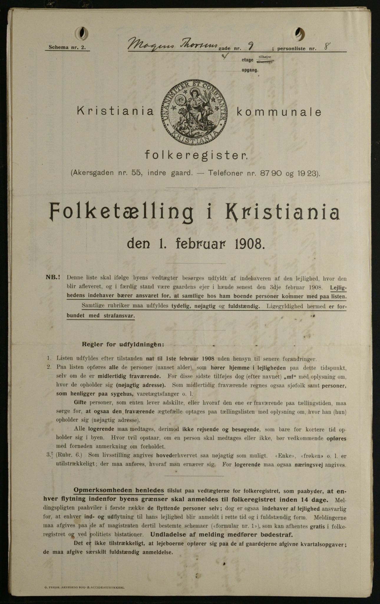 OBA, Kommunal folketelling 1.2.1908 for Kristiania kjøpstad, 1908, s. 58801