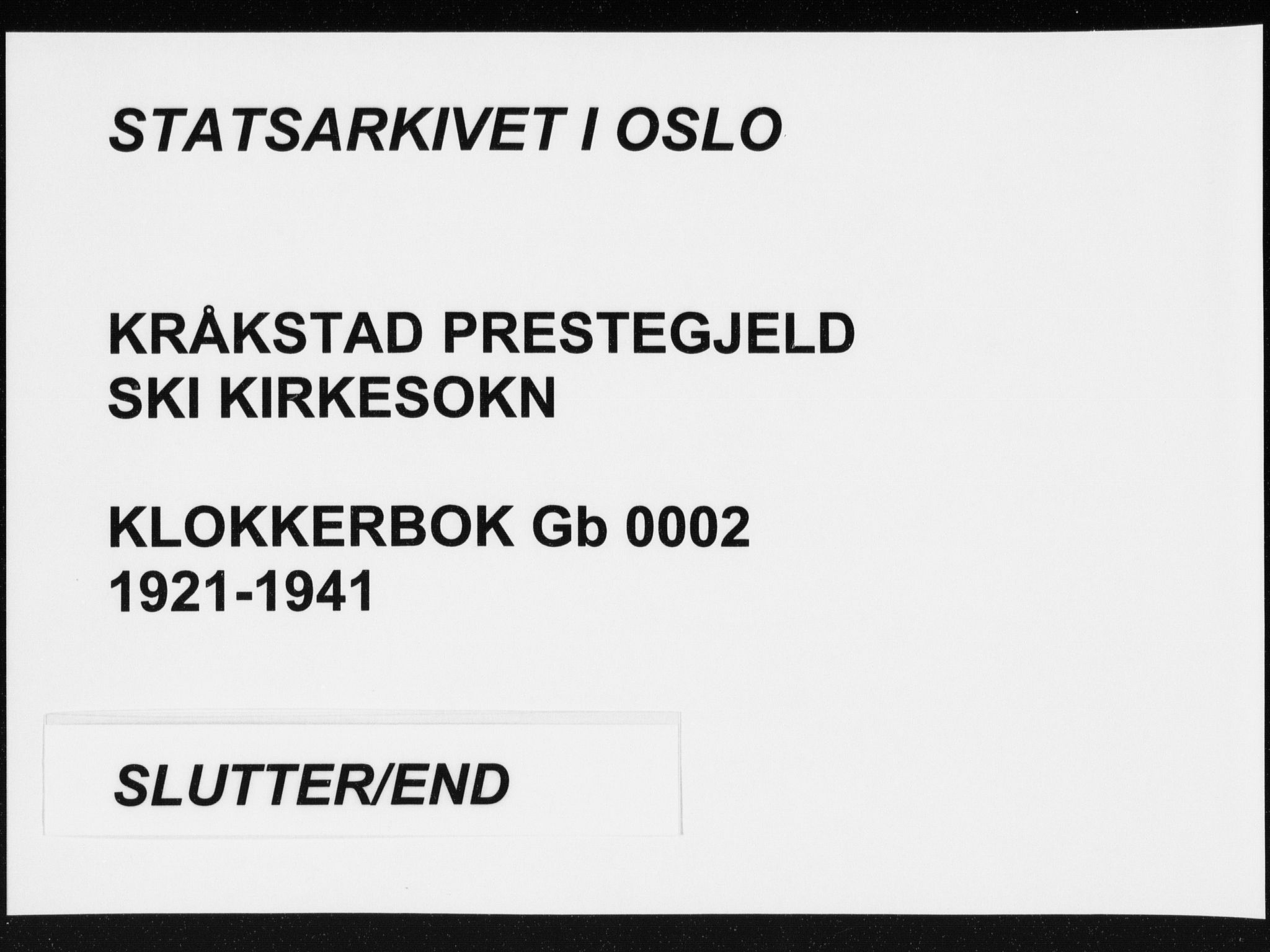 Kråkstad prestekontor Kirkebøker, AV/SAO-A-10125a/G/Gb/L0002: Klokkerbok nr. II 2, 1921-1941