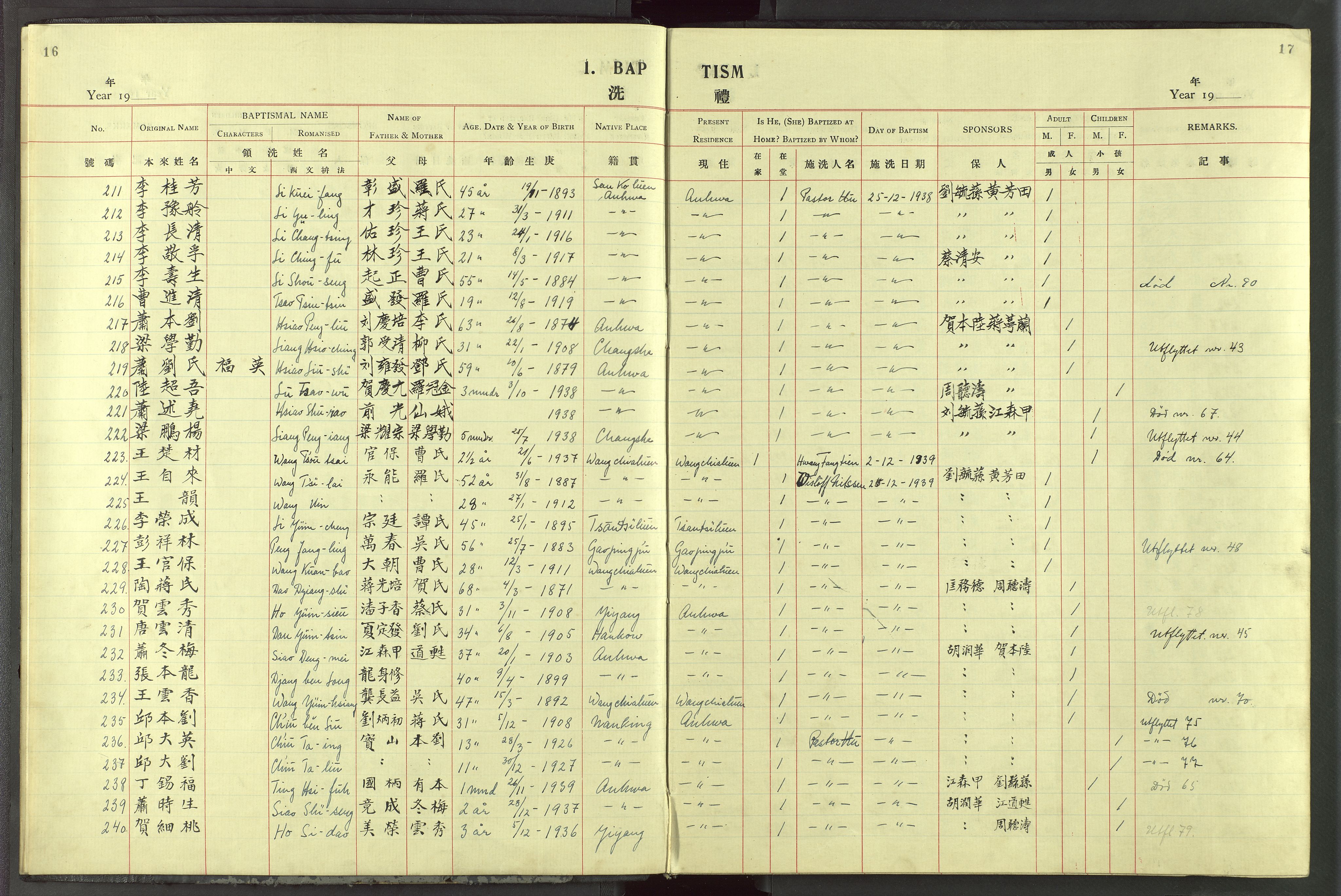 Det Norske Misjonsselskap - utland - Kina (Hunan), VID/MA-A-1065/Dm/L0087: Ministerialbok nr. 125, 1906-1948, s. 16-17