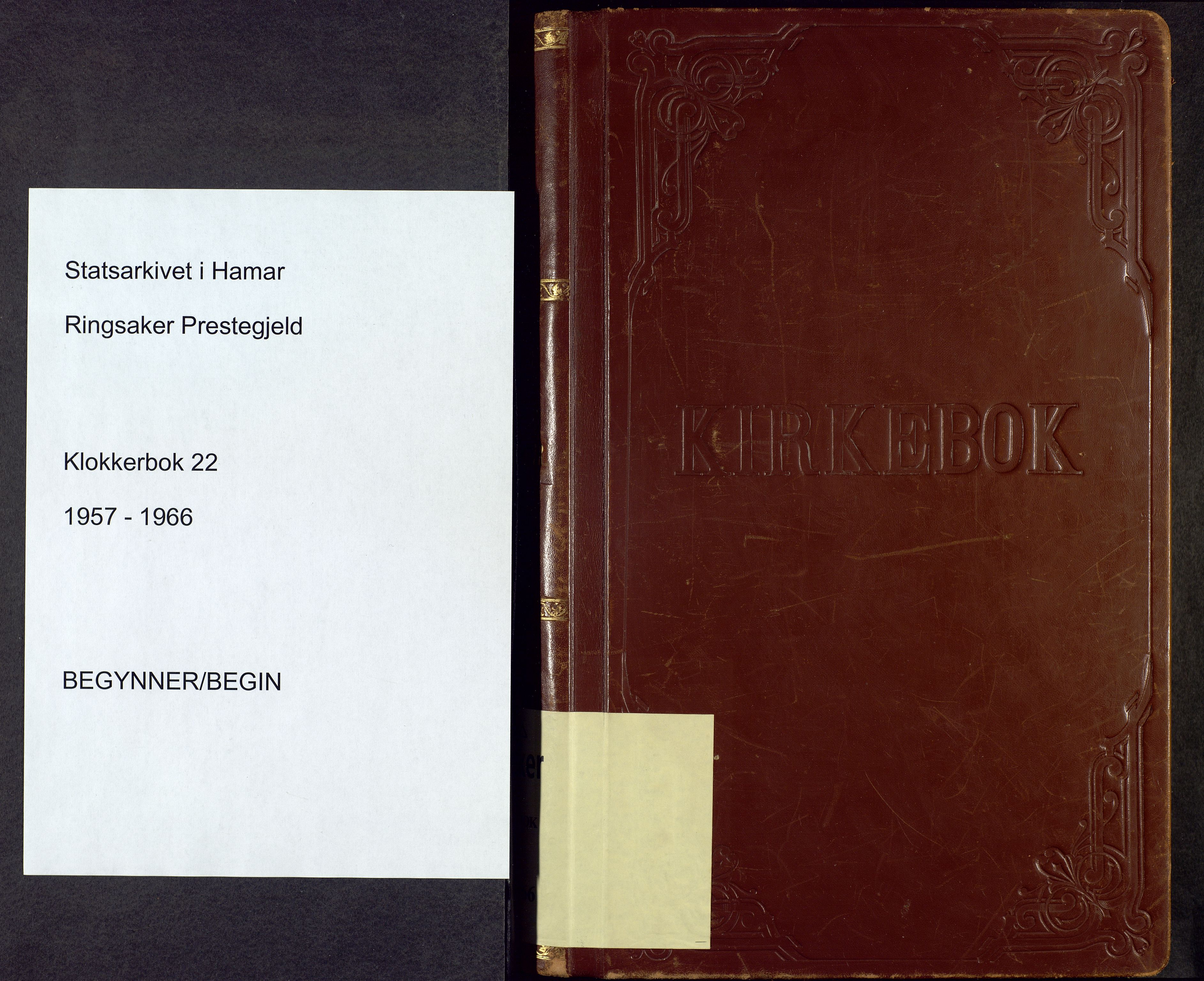 Ringsaker prestekontor, SAH/PREST-014/L/La/L0022: Klokkerbok nr. 22, 1957-1966