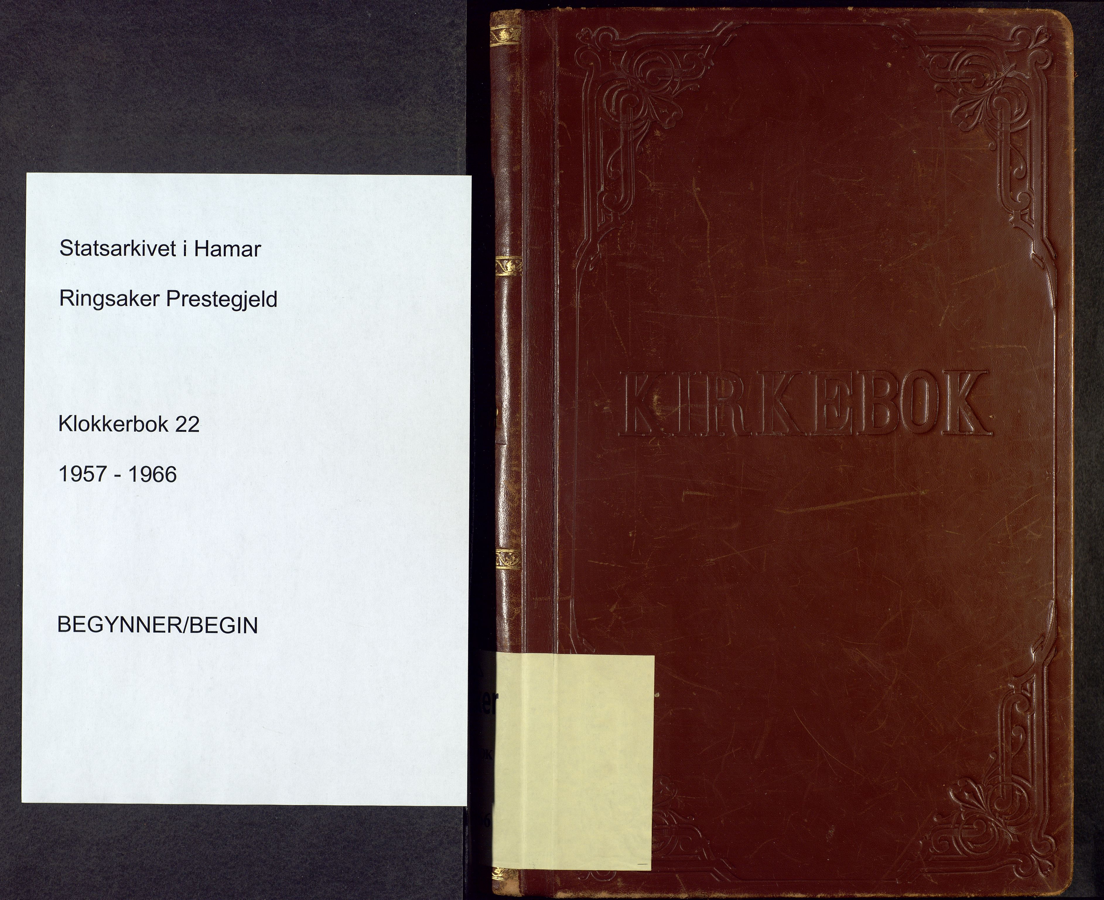 Ringsaker prestekontor, AV/SAH-PREST-014/L/La/L0022: Klokkerbok nr. 22, 1957-1966