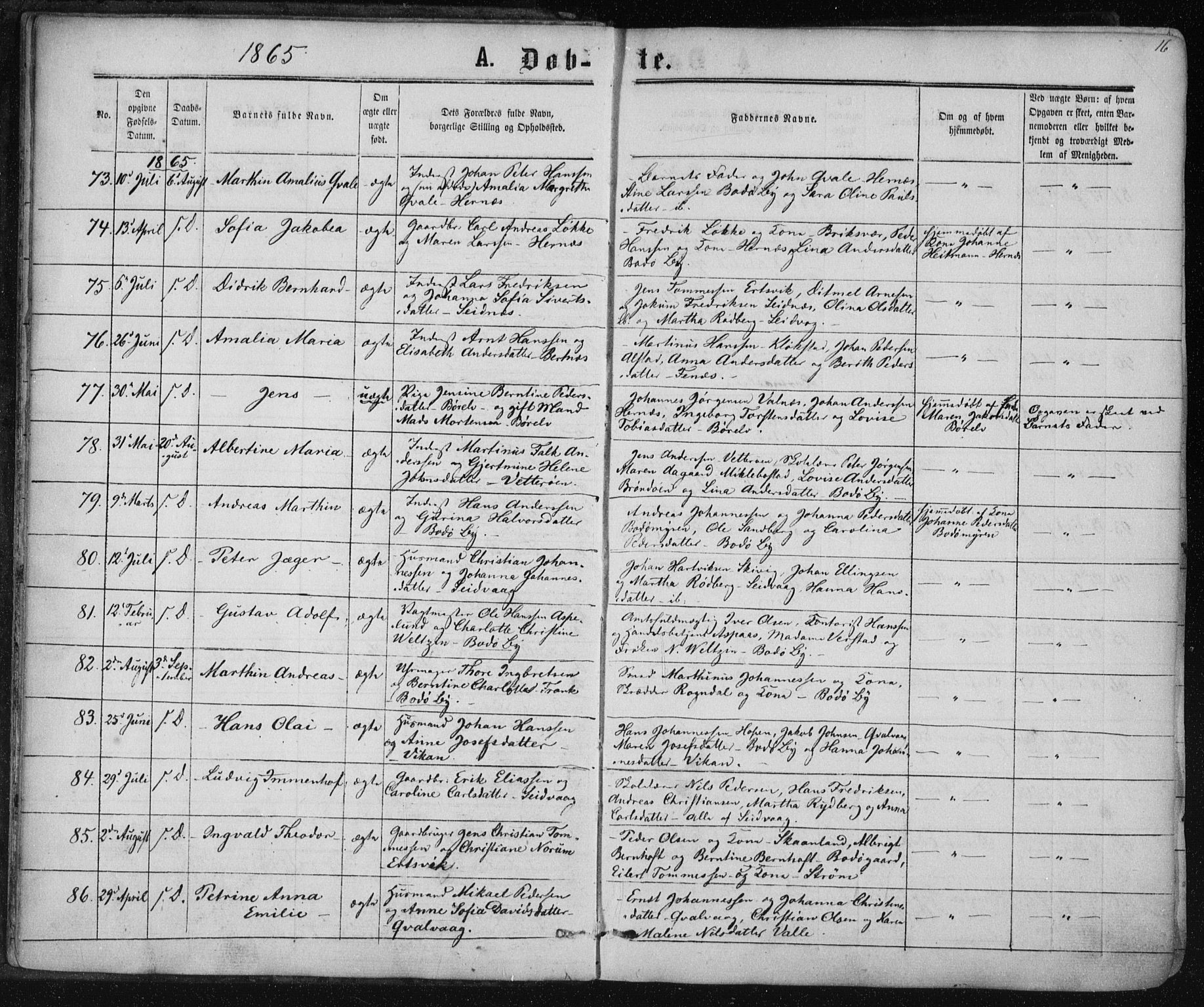 Ministerialprotokoller, klokkerbøker og fødselsregistre - Nordland, AV/SAT-A-1459/801/L0008: Ministerialbok nr. 801A08, 1864-1875, s. 16