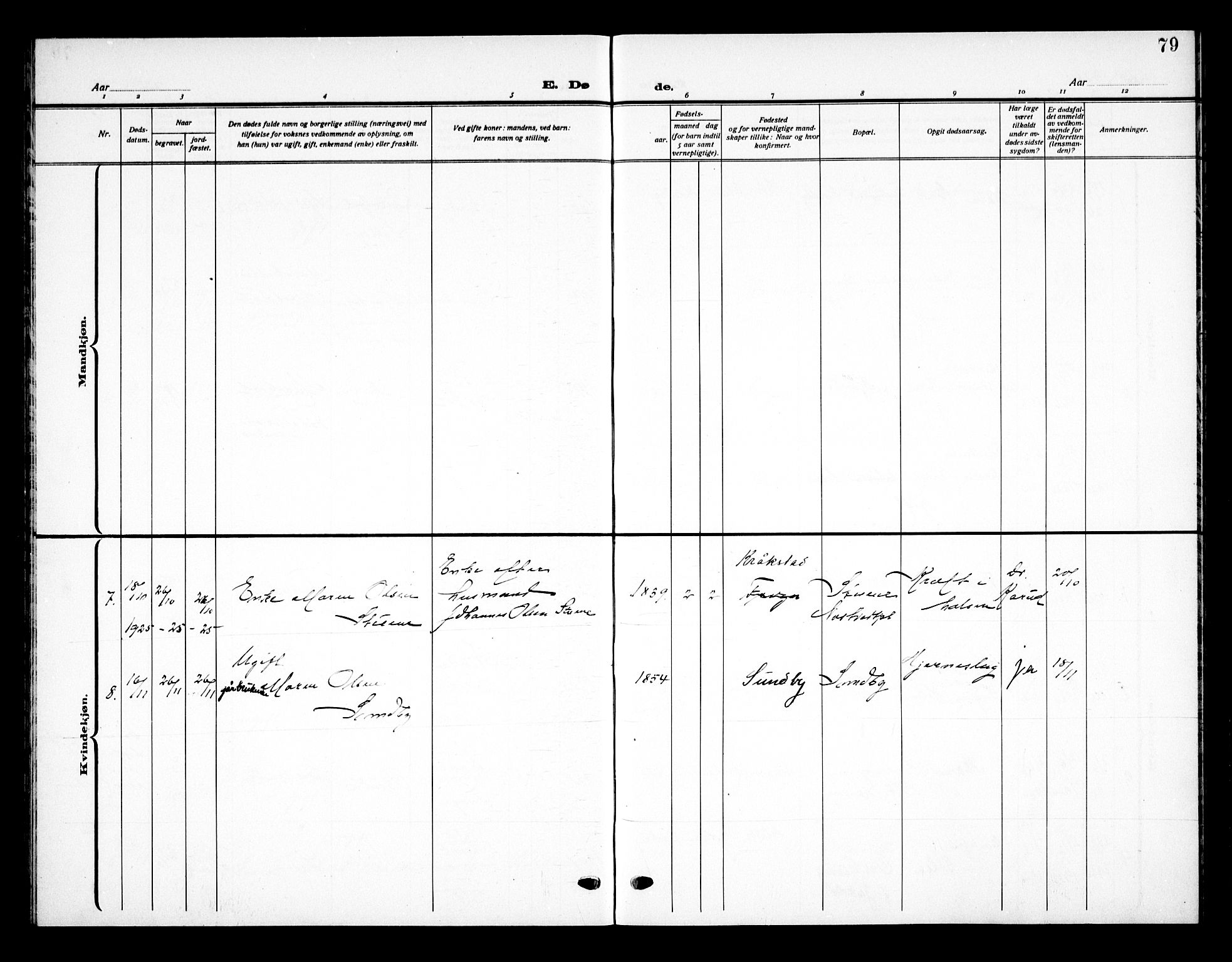 Ås prestekontor Kirkebøker, AV/SAO-A-10894/G/Gb/L0002: Klokkerbok nr. II 2, 1921-1936, s. 79