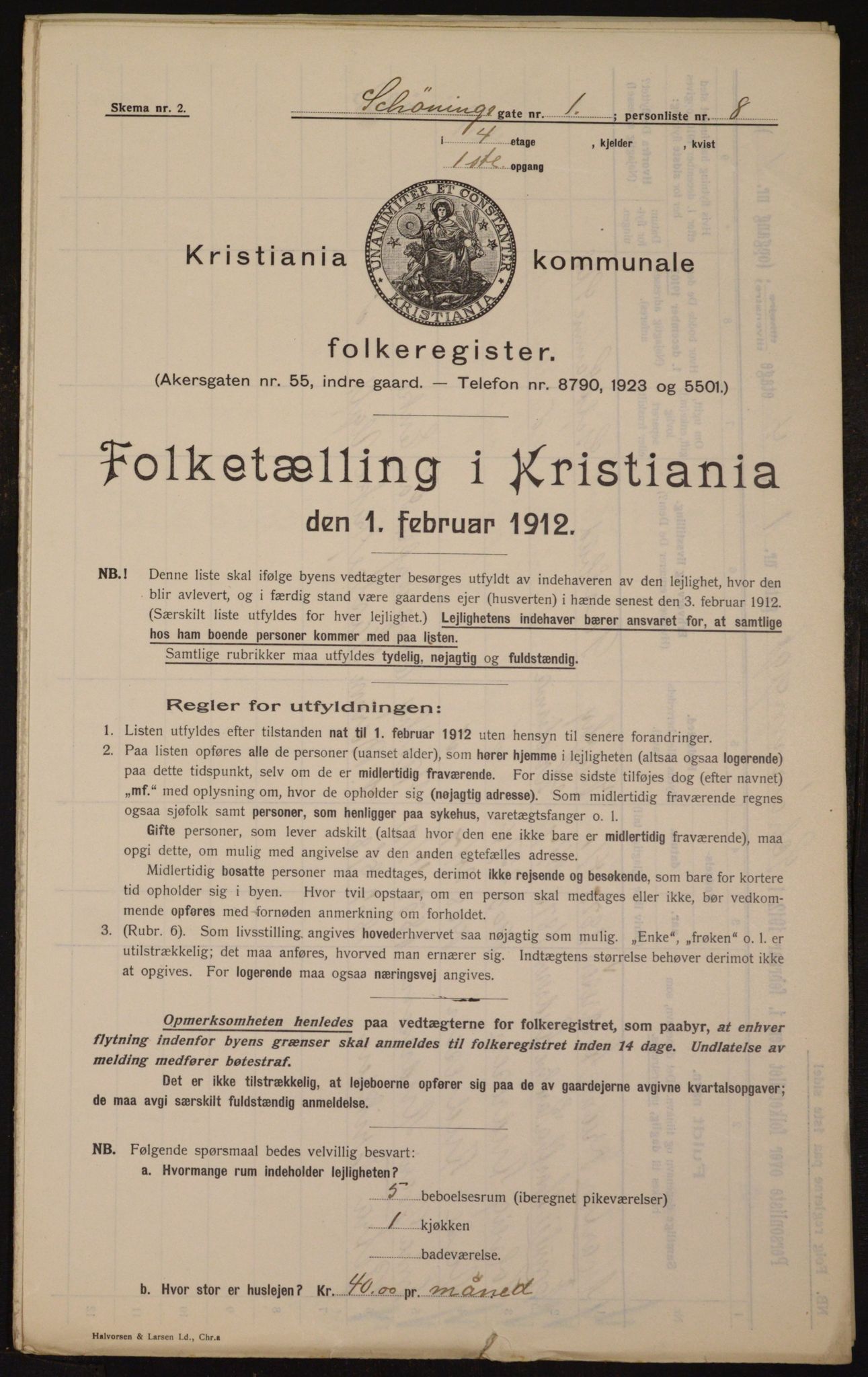 OBA, Kommunal folketelling 1.2.1912 for Kristiania, 1912, s. 93564