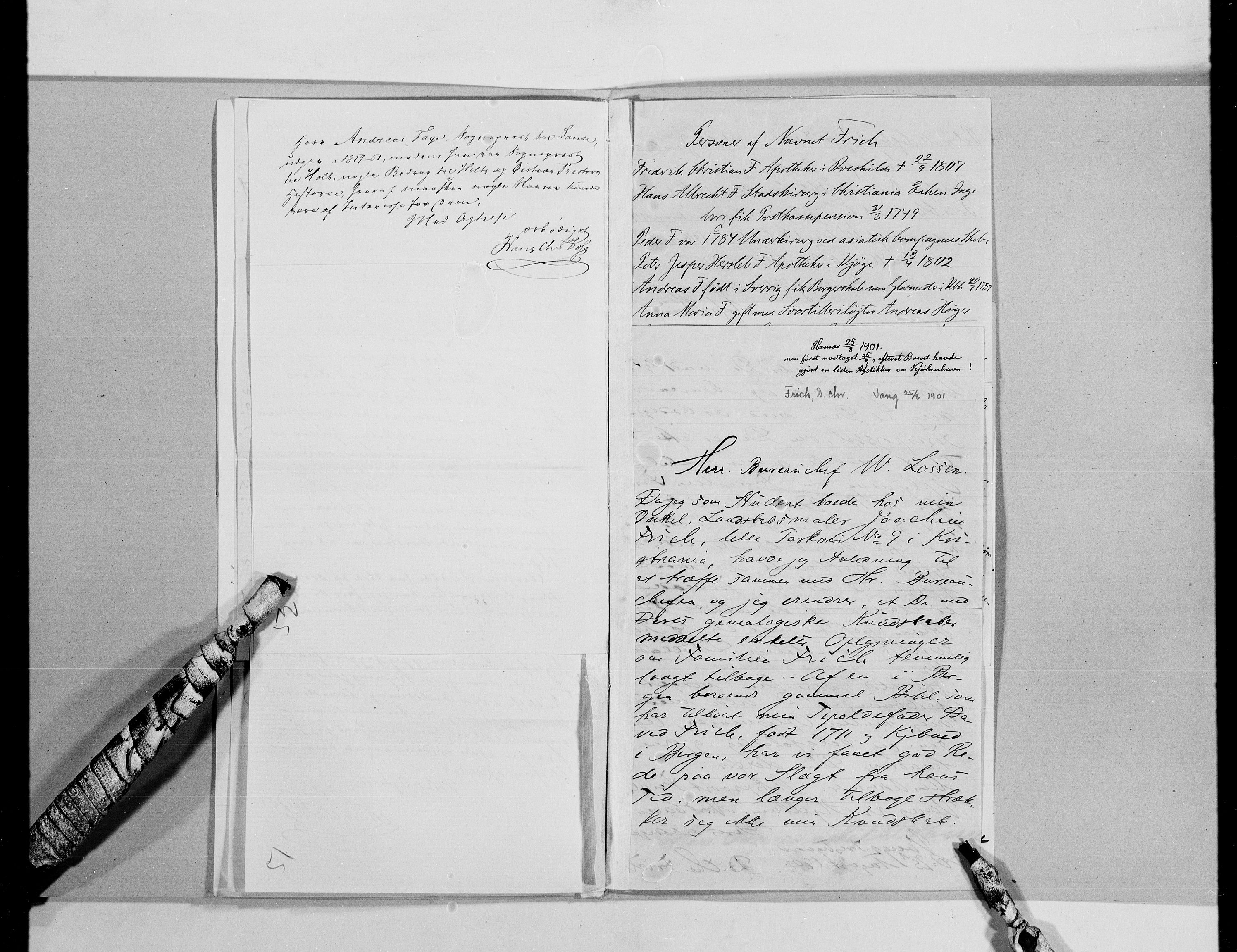 Lassens samlinger, AV/RA-PA-0051/G/L0097: Alfabetisk ordnede brev til Wilhelm Lassen: Fabritius - Grønvold, 1815-1907, s. 66