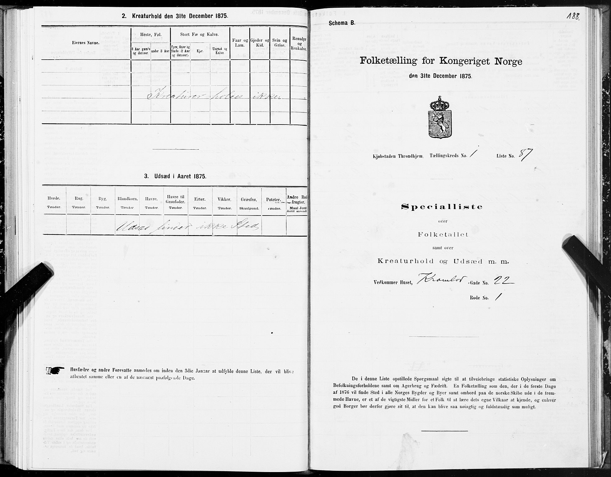 SAT, Folketelling 1875 for 1601 Trondheim kjøpstad, 1875, s. 1188