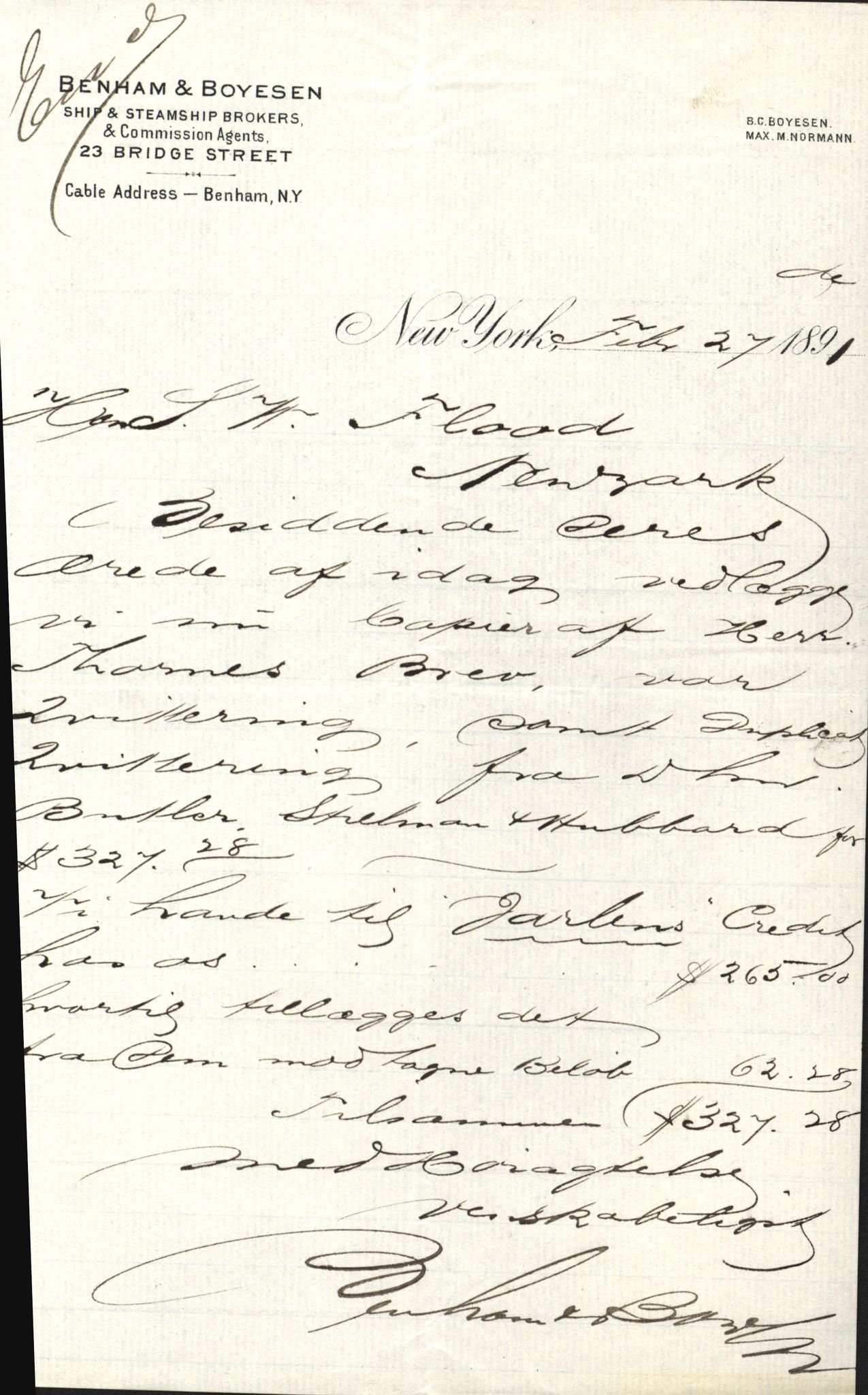 Pa 63 - Østlandske skibsassuranceforening, VEMU/A-1079/G/Ga/L0023/0012: Havaridokumenter / Columbus, Christiane Sophie, Marie, Jarlen, Kong Carl XV, 1889, s. 65