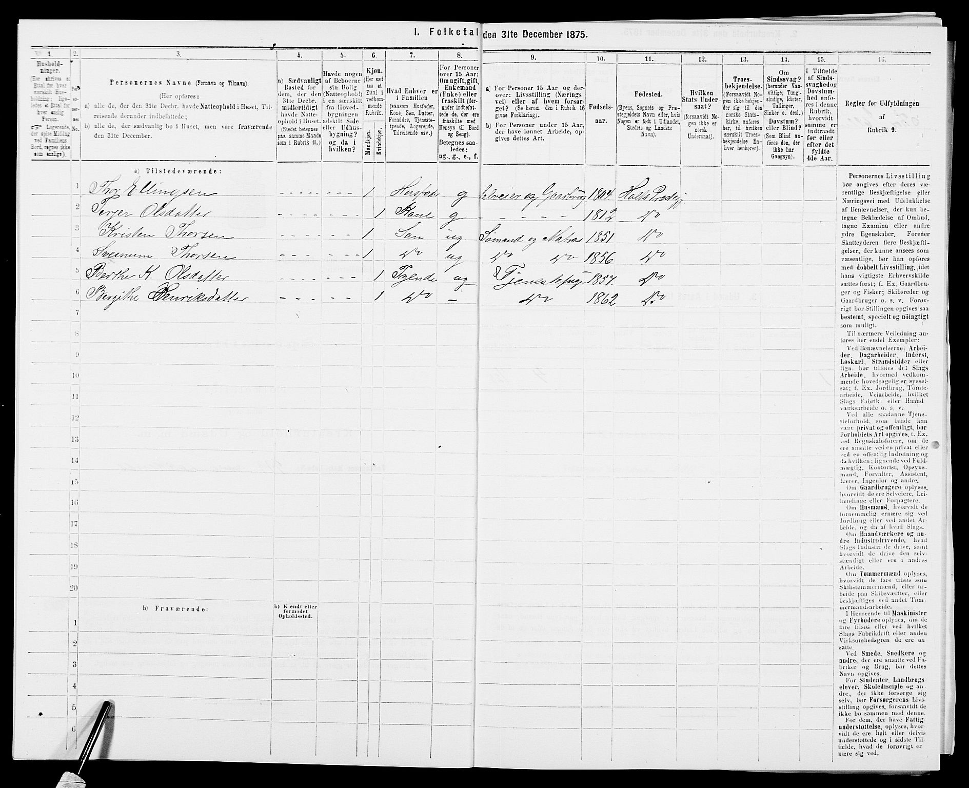 SAK, Folketelling 1875 for 0914L Holt prestegjeld, Holt sokn, 1875, s. 645