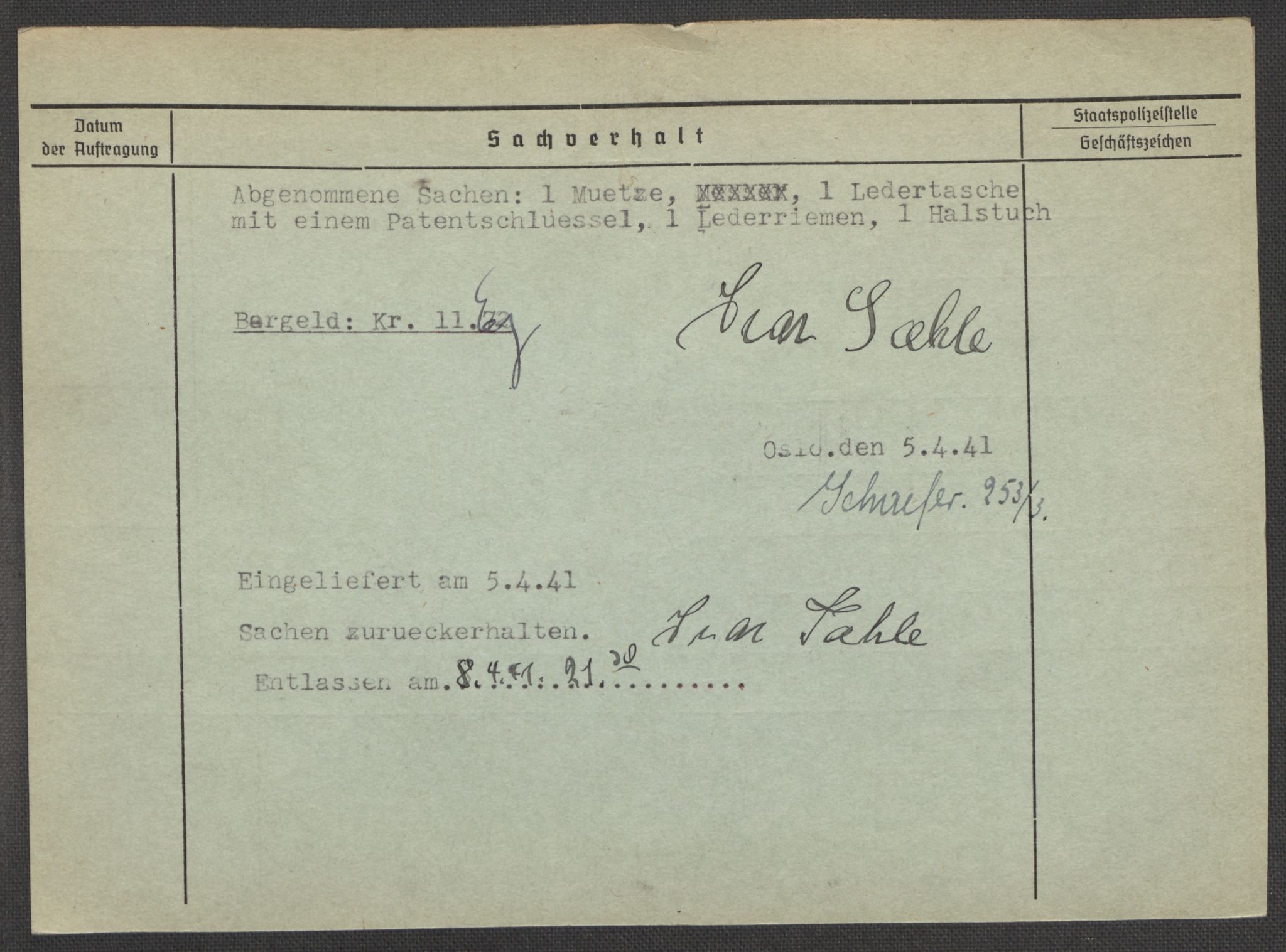 Befehlshaber der Sicherheitspolizei und des SD, RA/RAFA-5969/E/Ea/Eaa/L0009: Register over norske fanger i Møllergata 19: Ru-Sy, 1940-1945, s. 1665