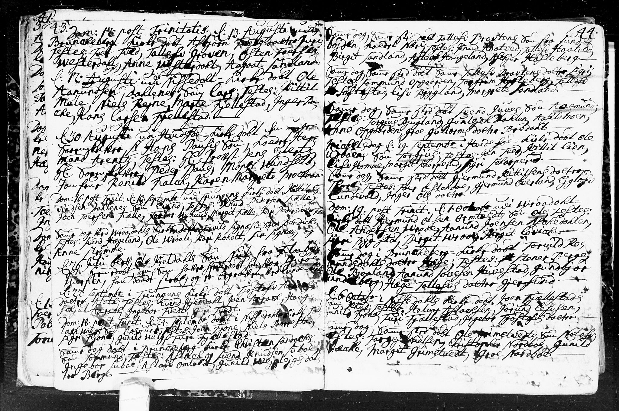 Kviteseid kirkebøker, SAKO/A-276/F/Fa/L0001: Ministerialbok nr. I 1, 1754-1773, s. 43-44