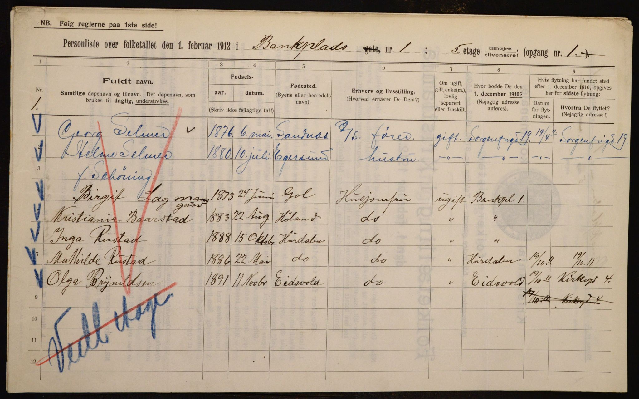 OBA, Kommunal folketelling 1.2.1912 for Kristiania, 1912, s. 3231