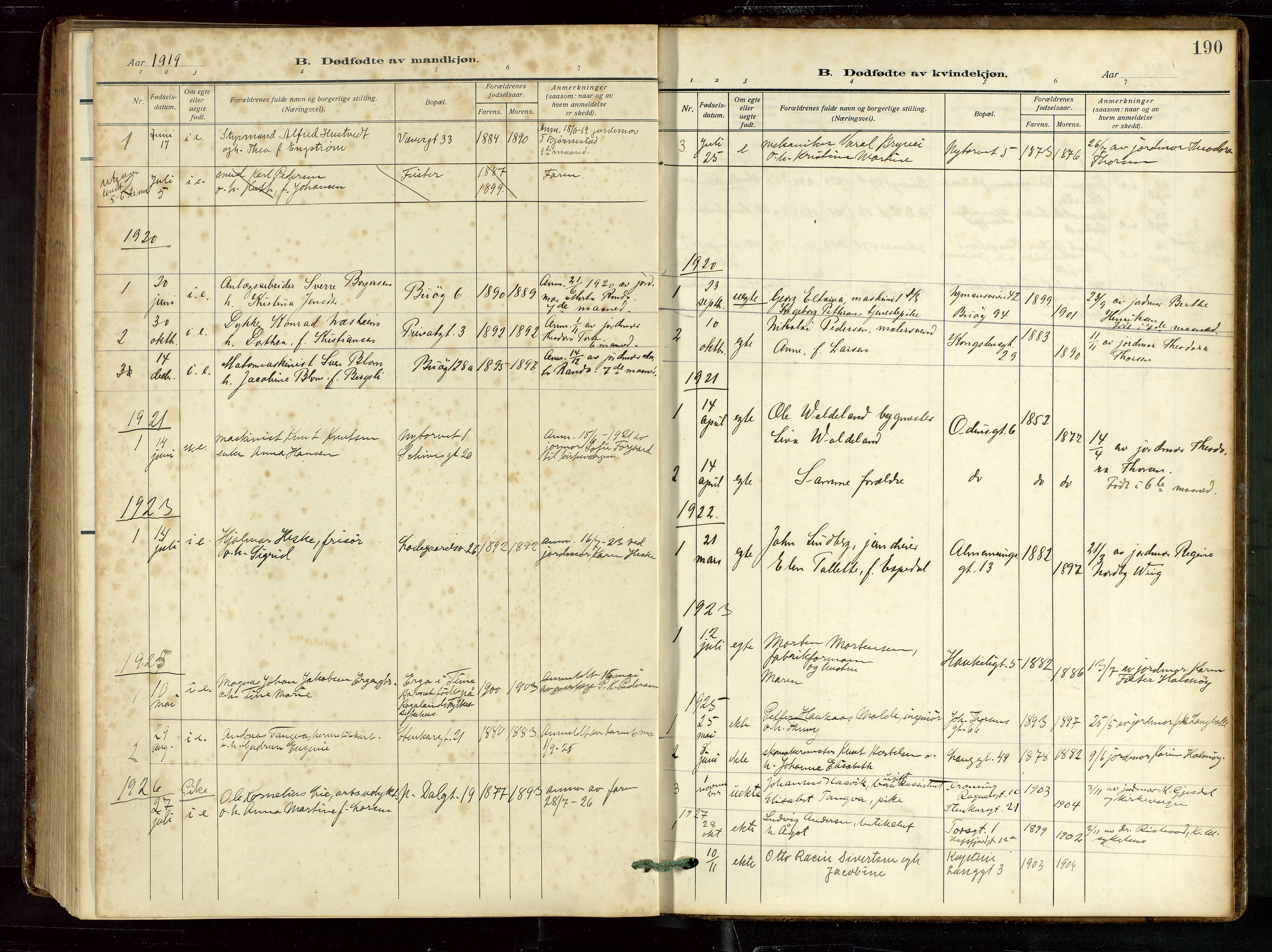 St. Petri sokneprestkontor, SAST/A-101813/002/D/L0003: Ministerialbok nr. A 28, 1919-1938, s. 190