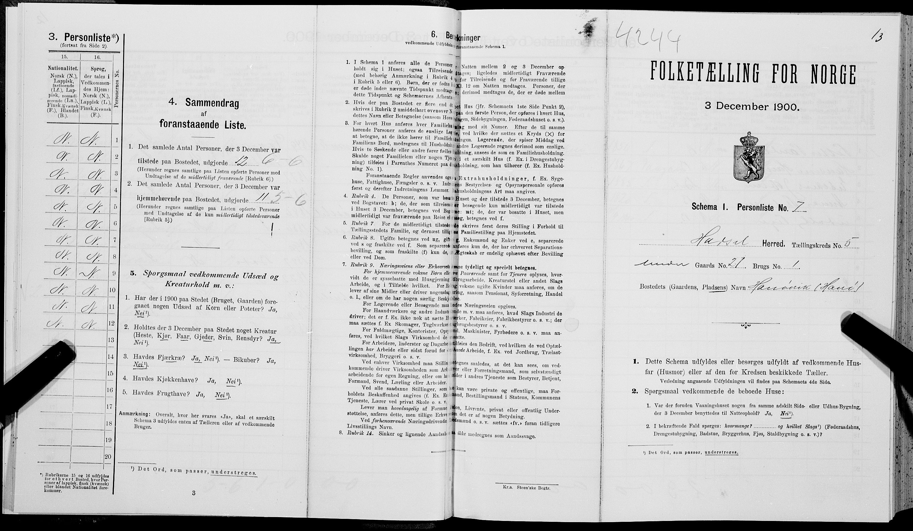 SAT, Folketelling 1900 for 1866 Hadsel herred, 1900, s. 477