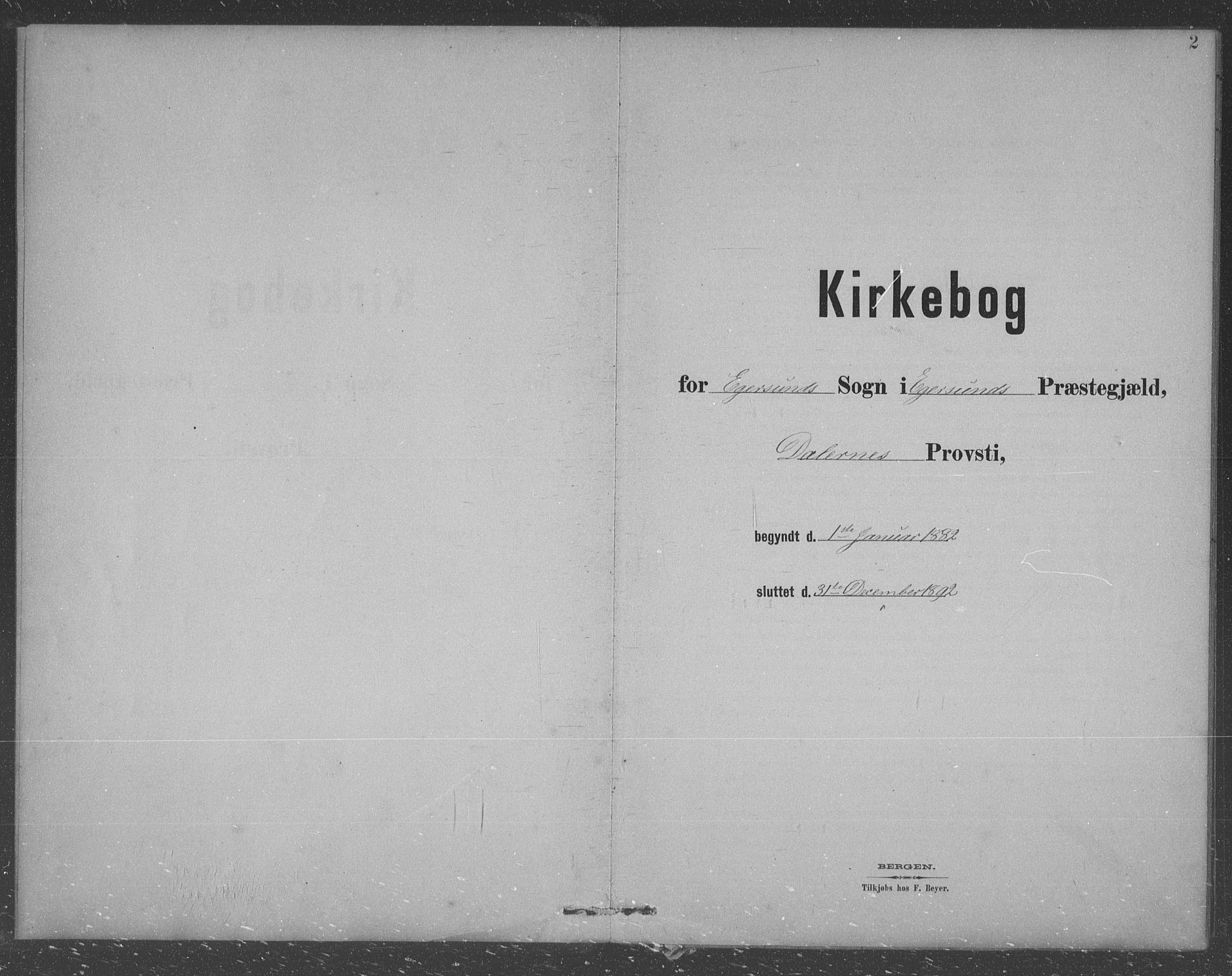 Eigersund sokneprestkontor, SAST/A-101807/S09/L0007: Klokkerbok nr. B 7, 1882-1892, s. 2