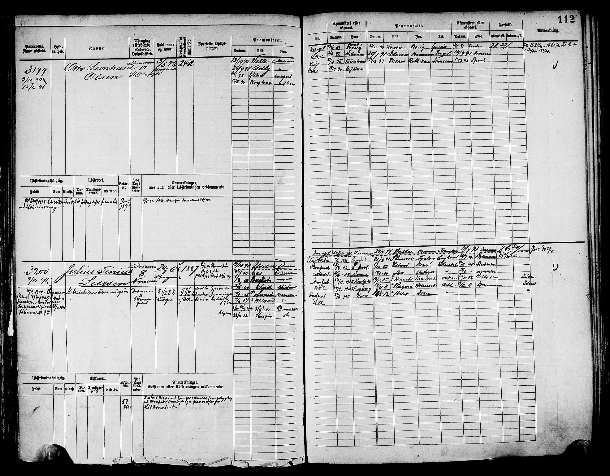 Drammen innrulleringsdistrikt, SAKO/A-781/F/Fc/L0004: Hovedrulle, 1885, s. 117