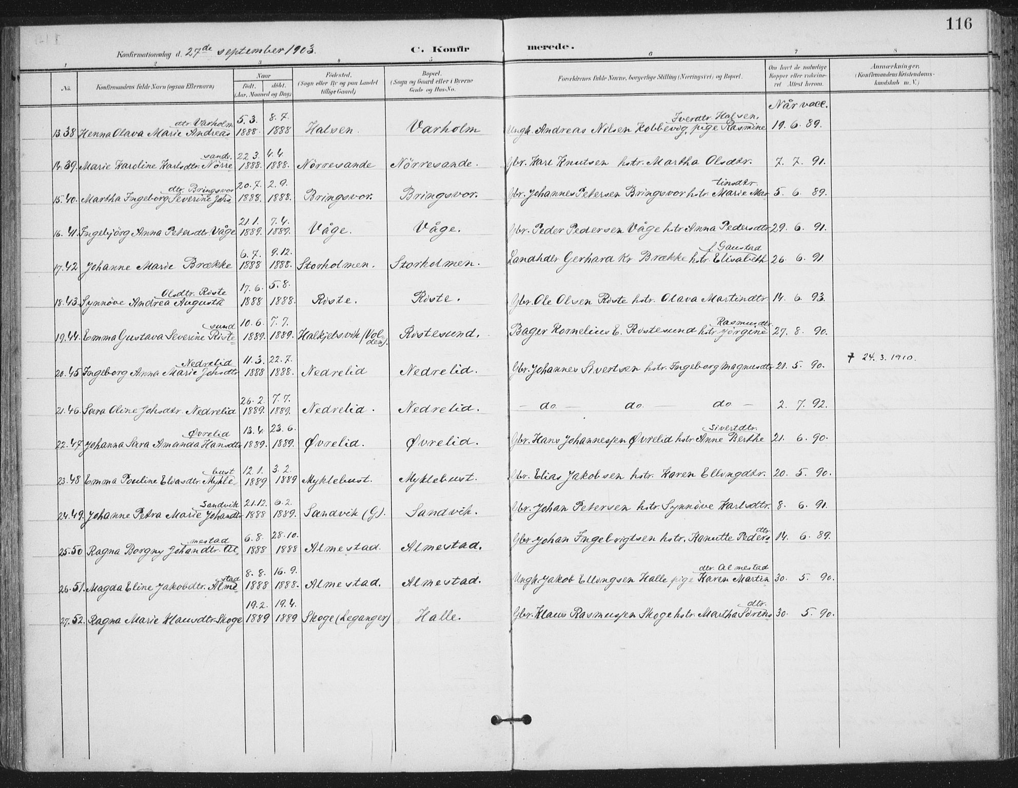 Ministerialprotokoller, klokkerbøker og fødselsregistre - Møre og Romsdal, AV/SAT-A-1454/503/L0038: Ministerialbok nr. 503A06, 1901-1917, s. 116