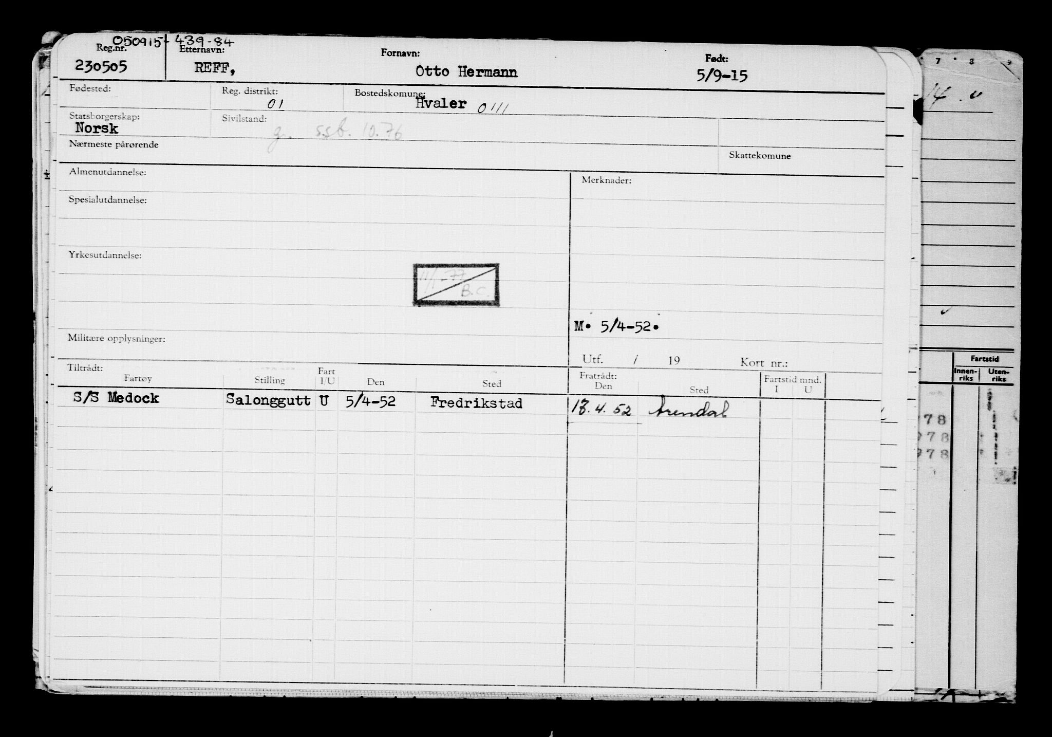 Direktoratet for sjømenn, AV/RA-S-3545/G/Gb/L0132: Hovedkort, 1915, s. 598