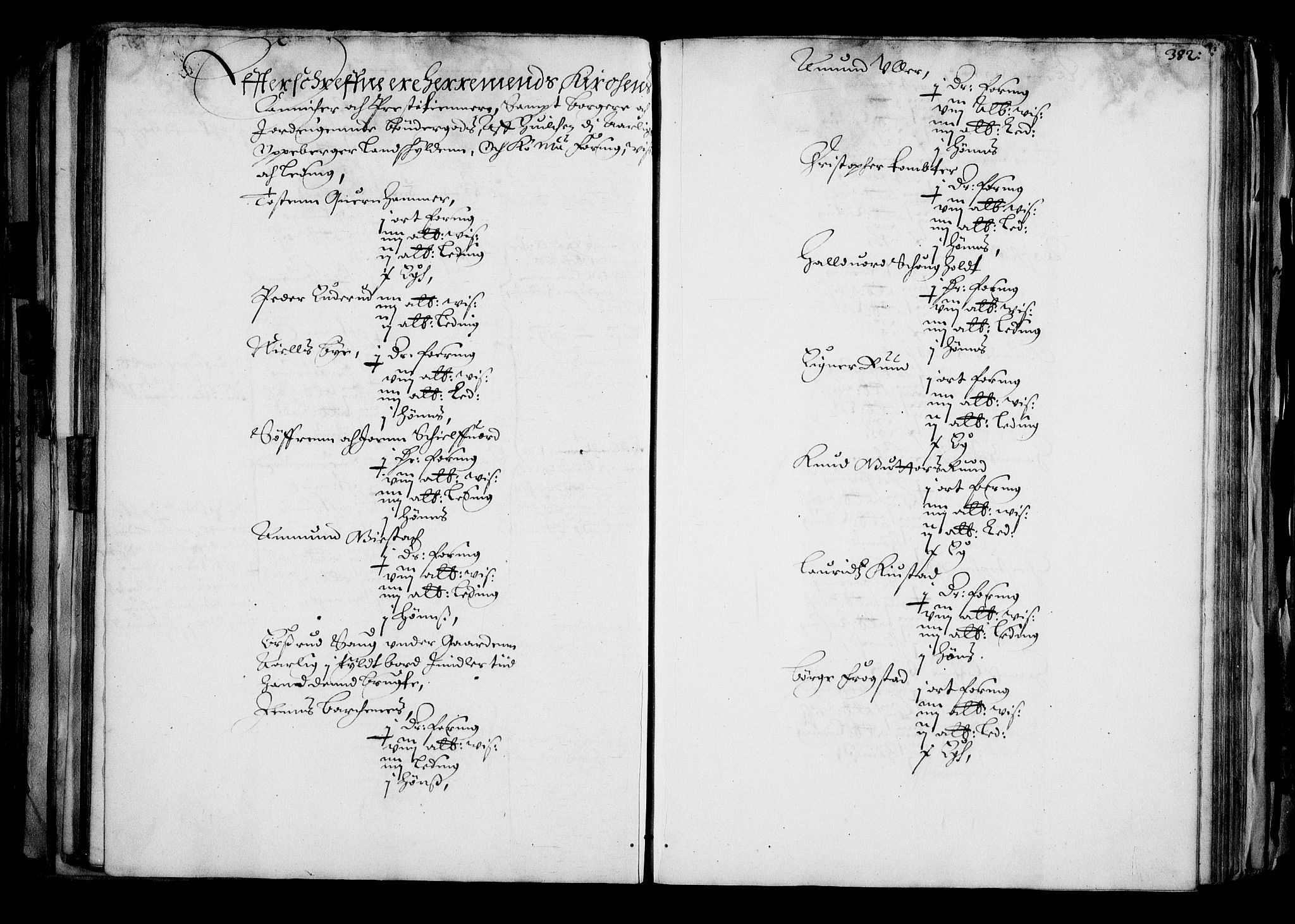 Rentekammeret inntil 1814, Realistisk ordnet avdeling, AV/RA-EA-4070/N/Na/L0001: [XI f]: Akershus stifts jordebok, 1652, s. 381b-382a