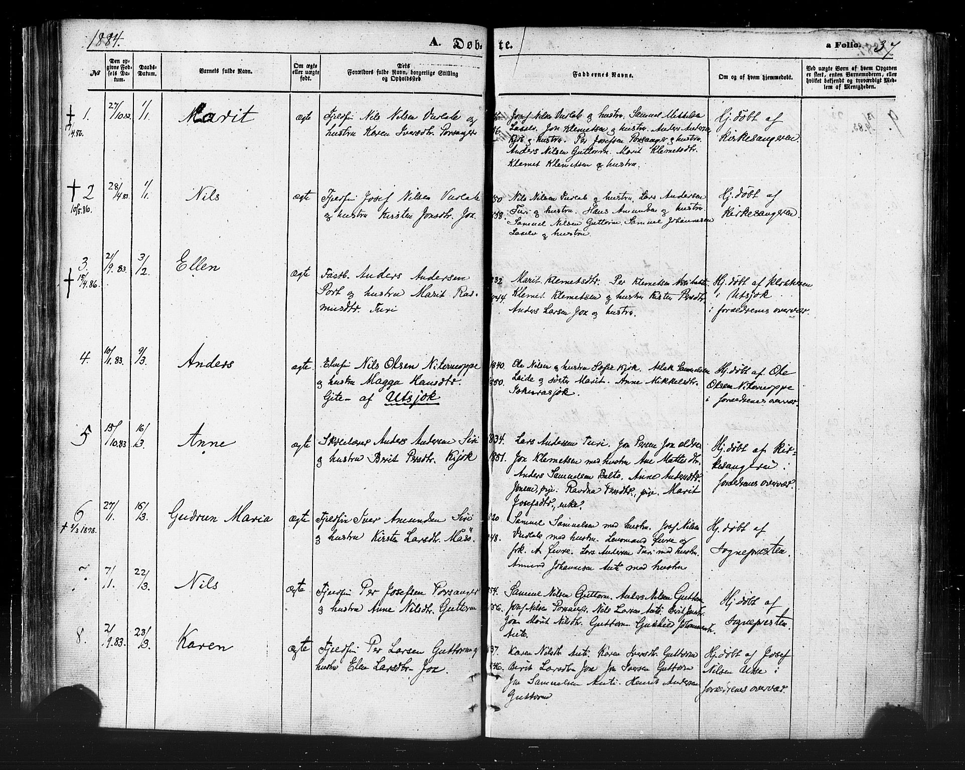 Karasjok sokneprestkontor, AV/SATØ-S-1352/H/Ha/L0001kirke: Ministerialbok nr. 1, 1872-1884, s. 37