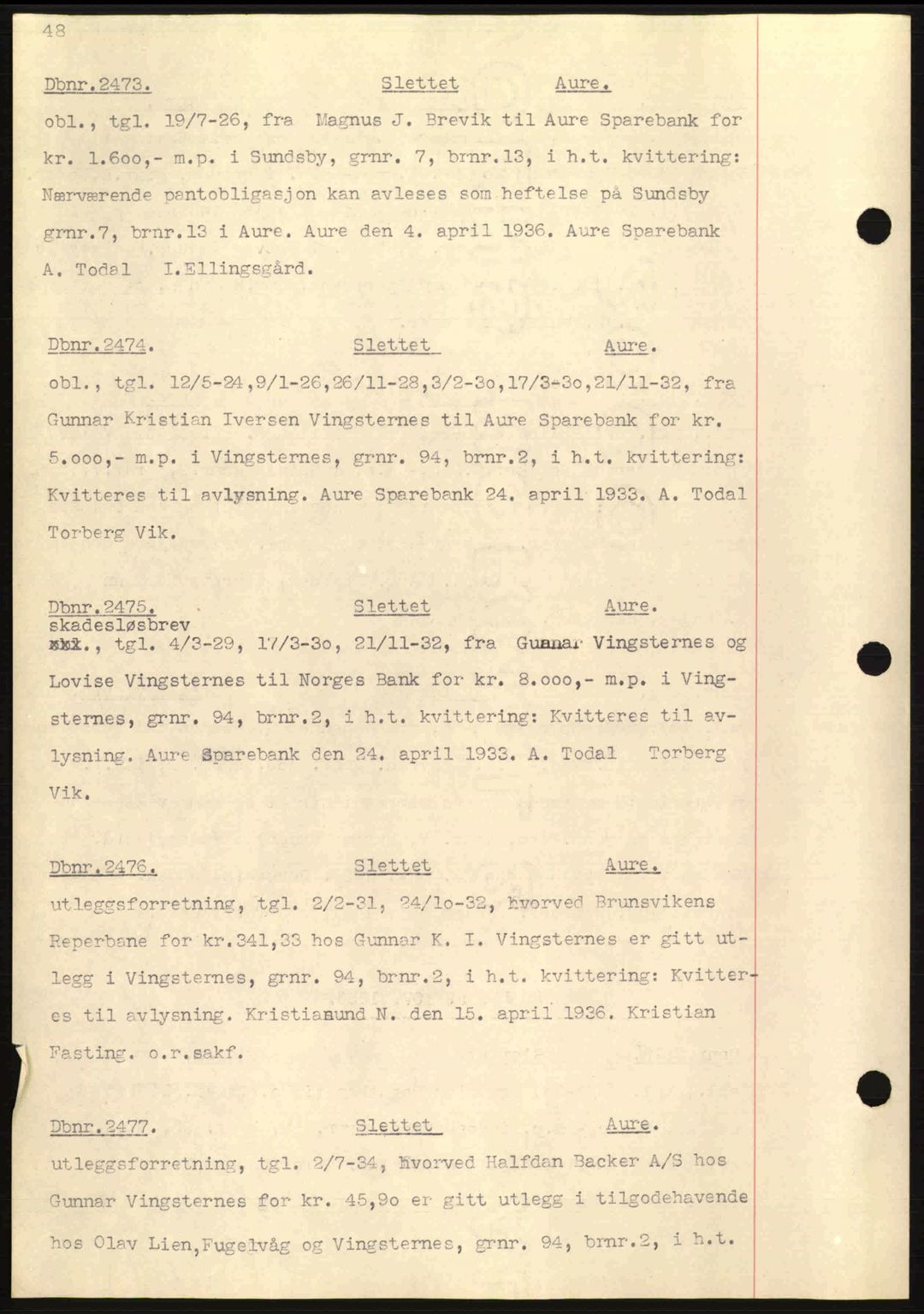 Nordmøre sorenskriveri, SAT/A-4132/1/2/2Ca: Pantebok nr. C80, 1936-1939, Dagboknr: 2473/1936
