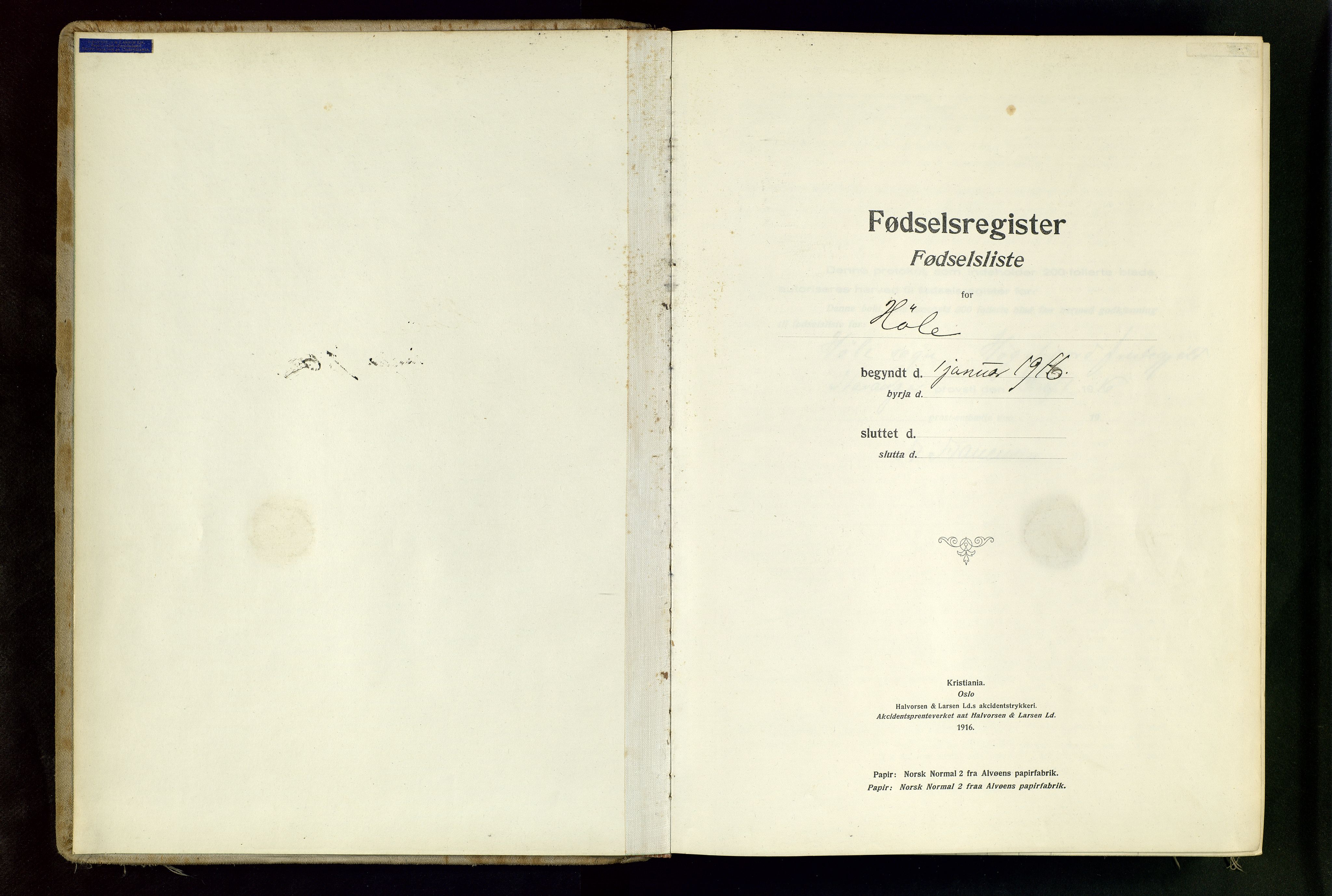 Høgsfjord sokneprestkontor, AV/SAST-A-101624/I/Id/L0001: Fødselsregister nr. 1, 1916-1982
