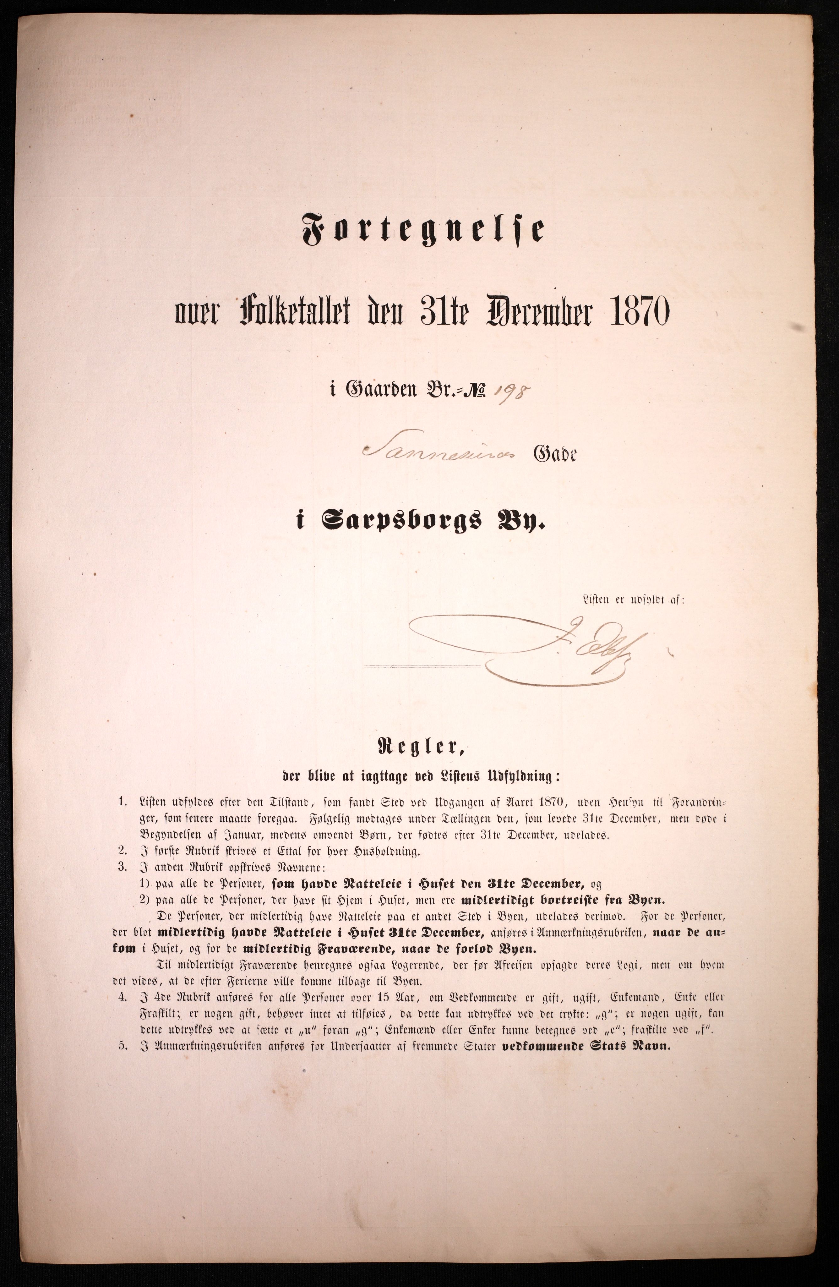 RA, Folketelling 1870 for 0102 Sarpsborg kjøpstad, 1870, s. 47