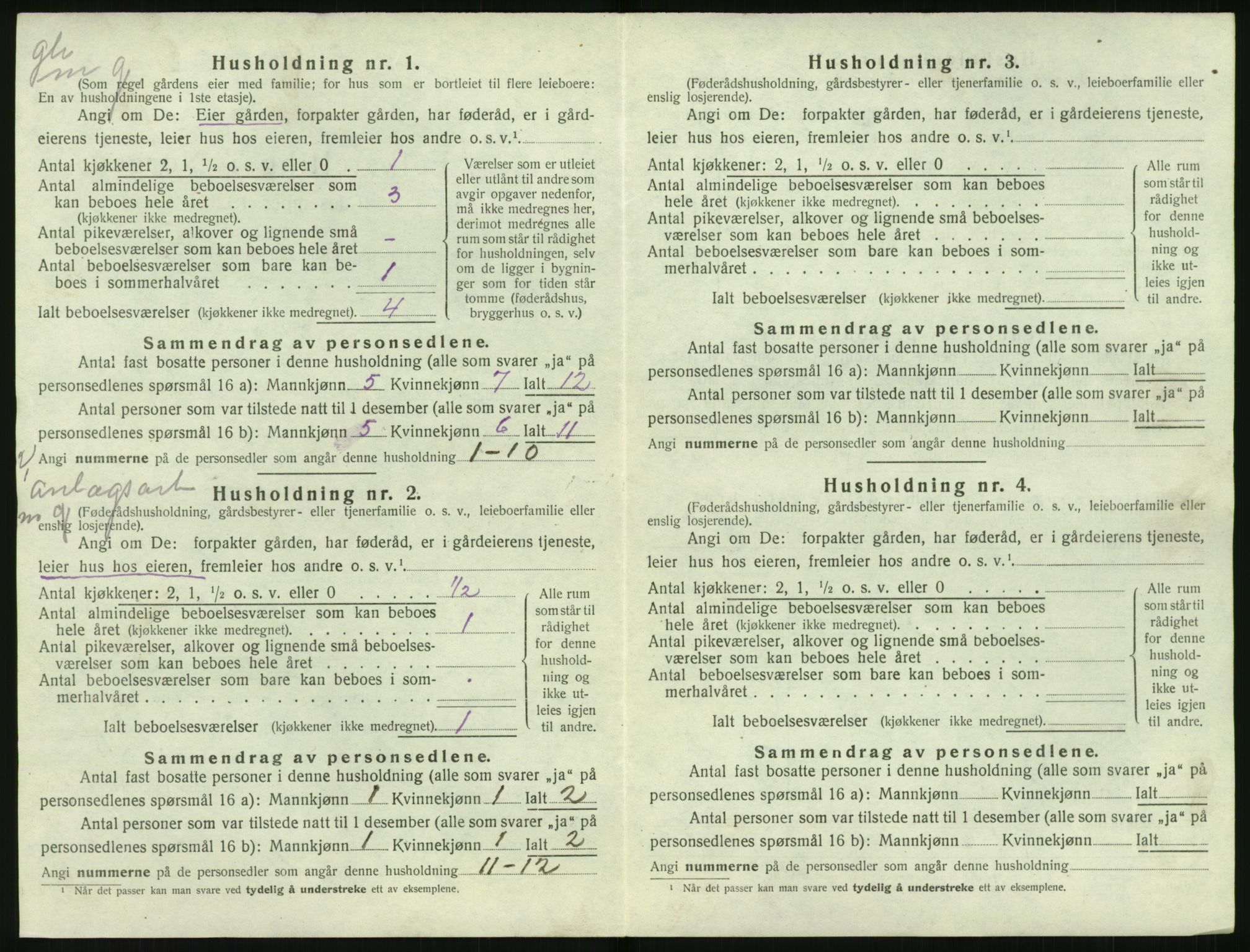 SAK, Folketelling 1920 for 1047 Øvre Sirdal herred, 1920, s. 326